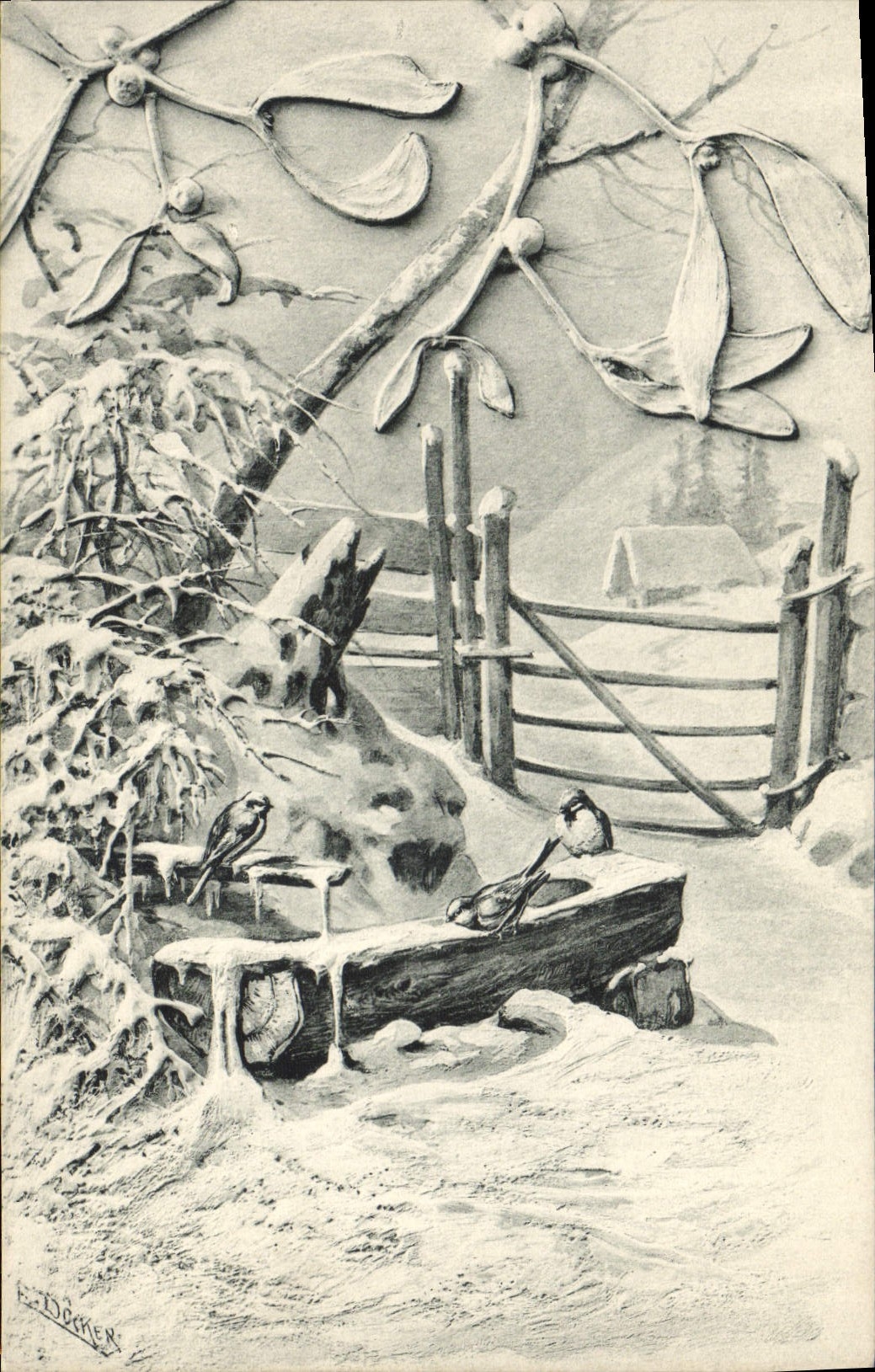 CPA Fantaisie Fleurs Oiseaux Illustrateur