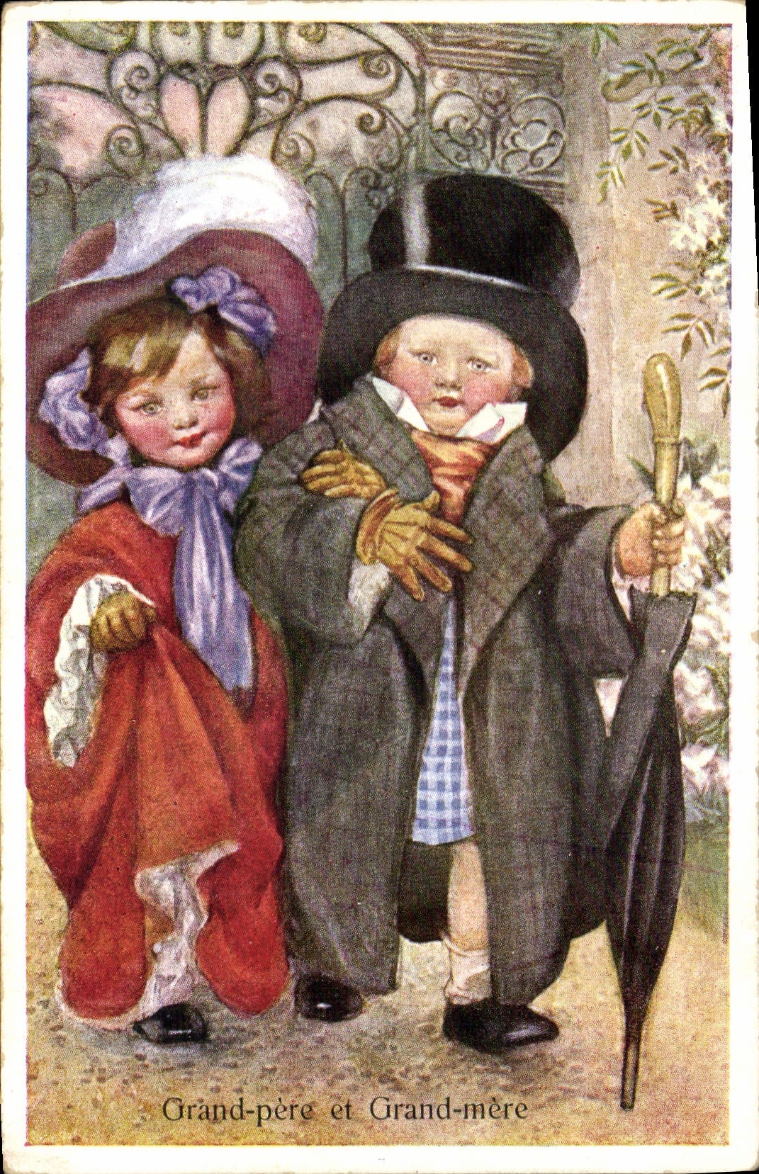 CPA Fantaisie Enfants Grand pere et grand mere