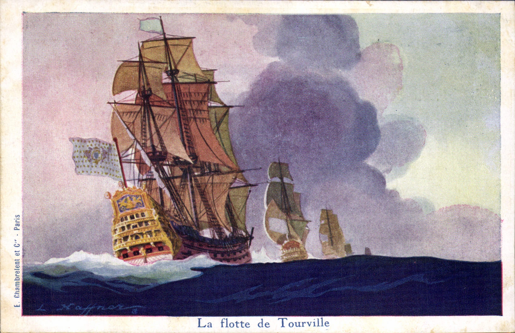 CPA Bateau Illustrateur Haffner La flotte de Tourville