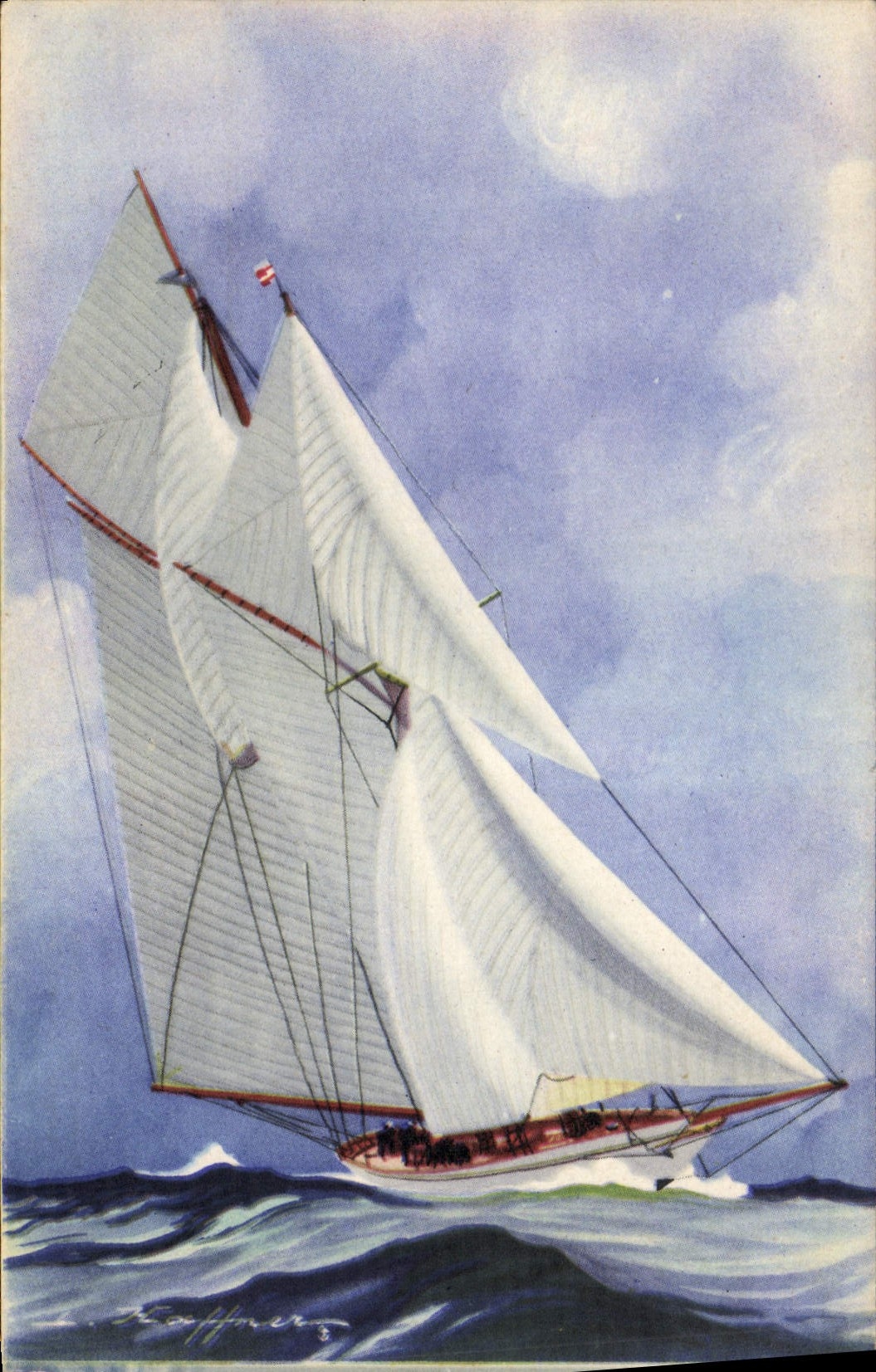 CPA Bateau Illustrateur Haffner Goelette latine de la grande classe courant largue