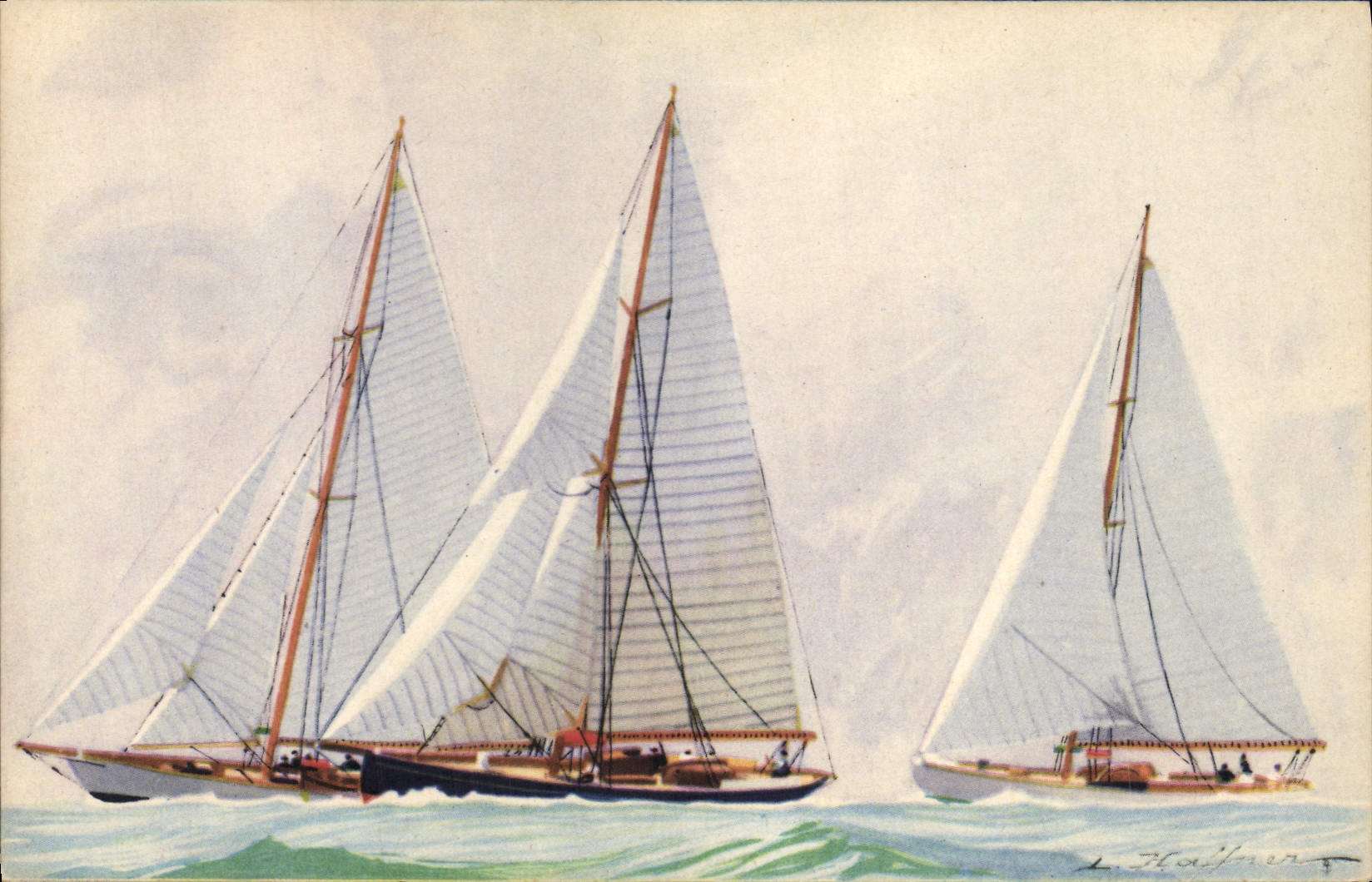 CPA Bateau Illustrateur Haffner Yachts de course