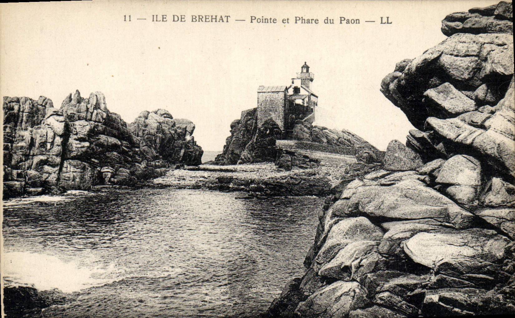 Vintage Postcard Phare Island of Brehat Points and Headlight of the Peacock