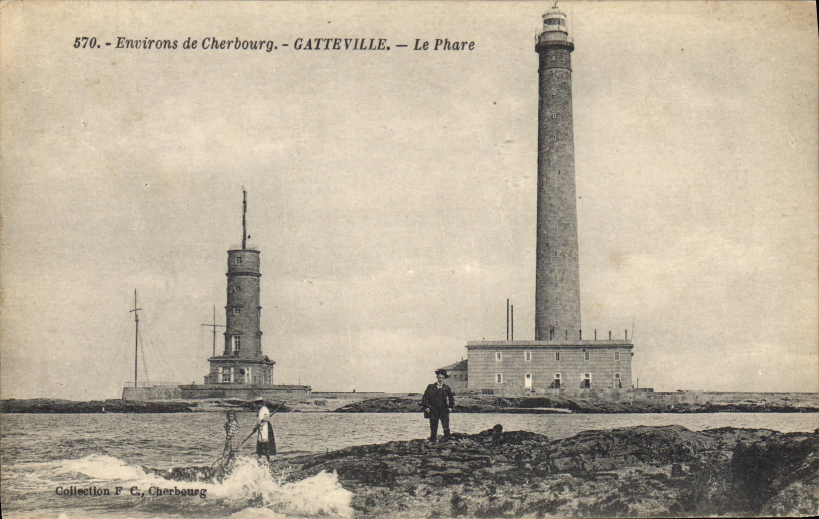 Vintage Postcard Headlight Surroundings of Cherbourg Gatteville