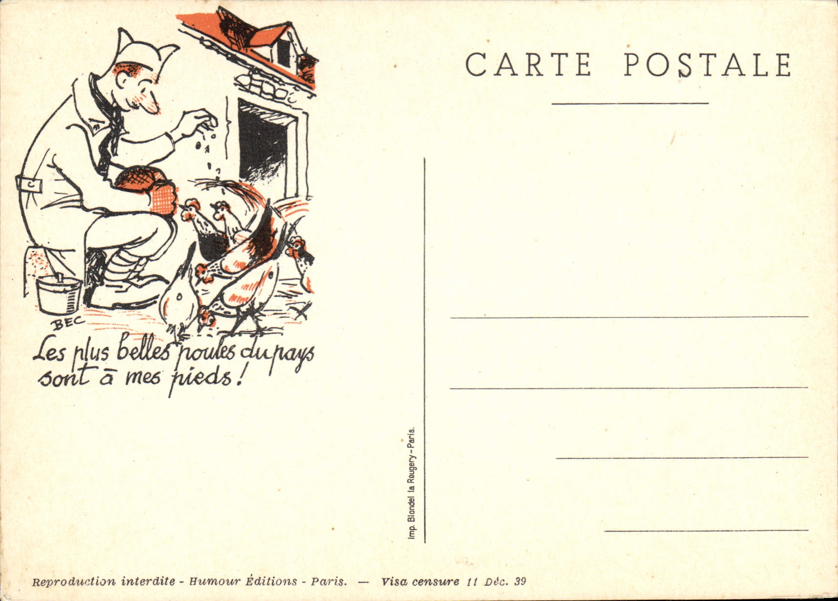 CPA Militaria Les plus belles poules du pays sont a mes pieds