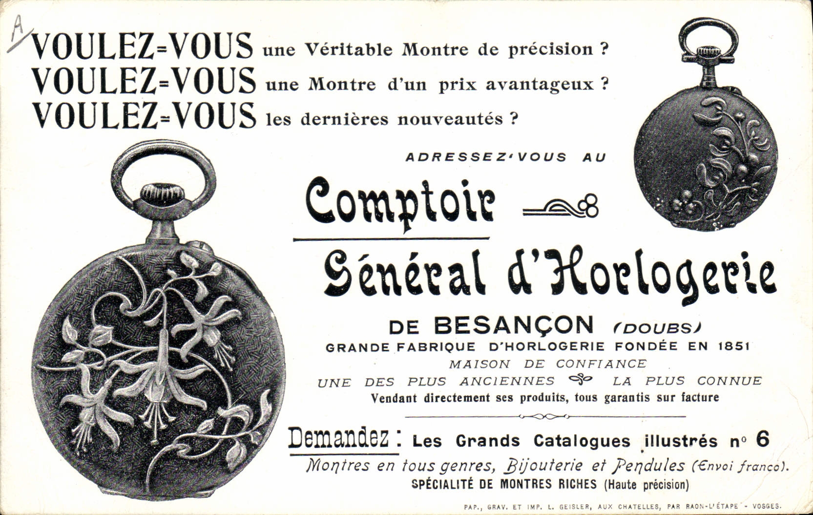 CPA Horloge Comptoir d'horlogerie Besancon Montre 