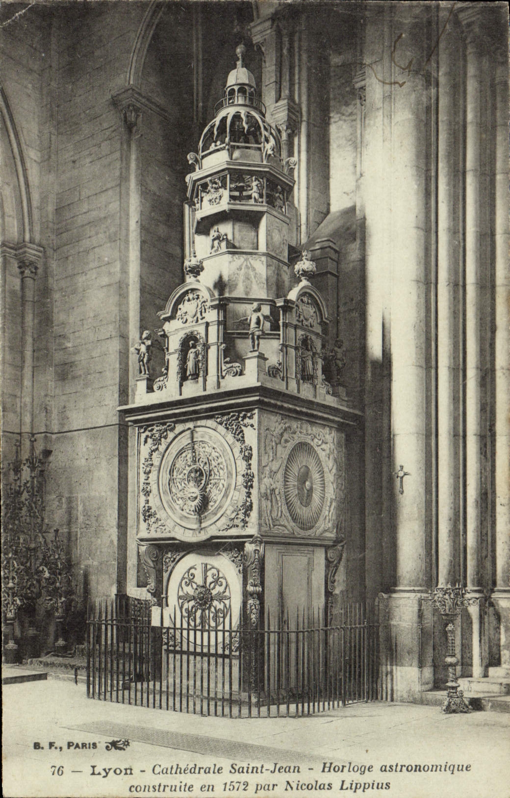Vintage Postcard Cathedral astronomical Clock St Jean Lyon