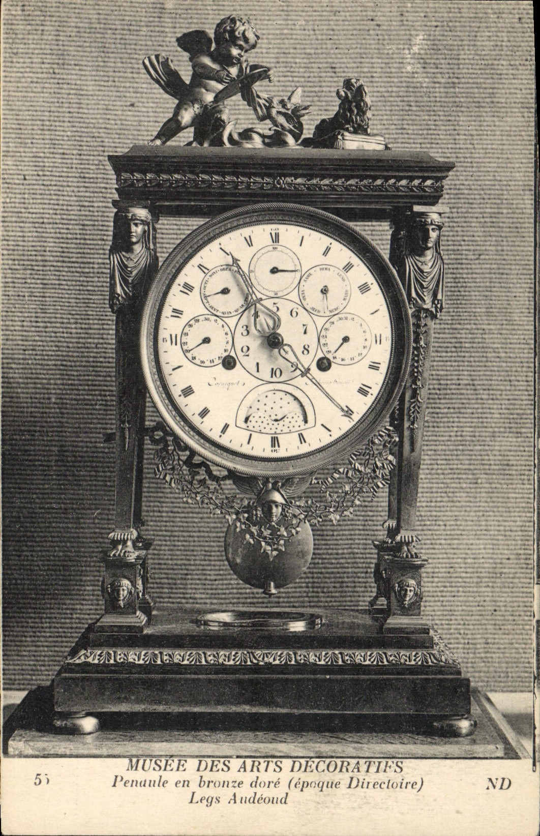 Postal Reloj Vagado de las Artes Decorativas Péndulo en bronce dora Comité de dirección Herencias Andeoud