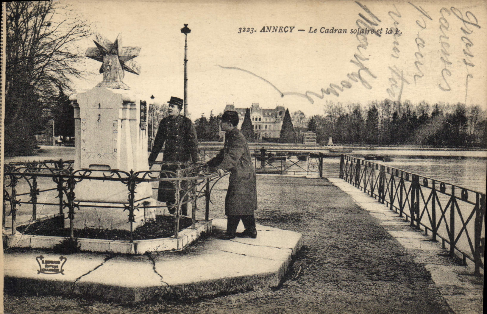 Vintage Postcard Annecy Clock the sundial and prefecture