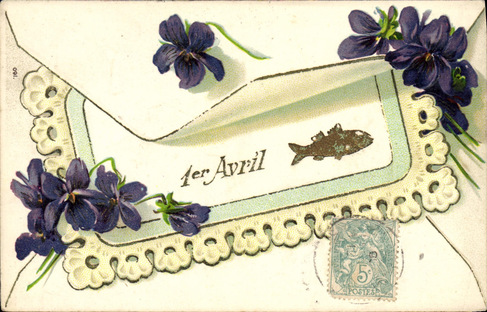 Vintage Postcard Fantasy Flowers April 1st Poisson