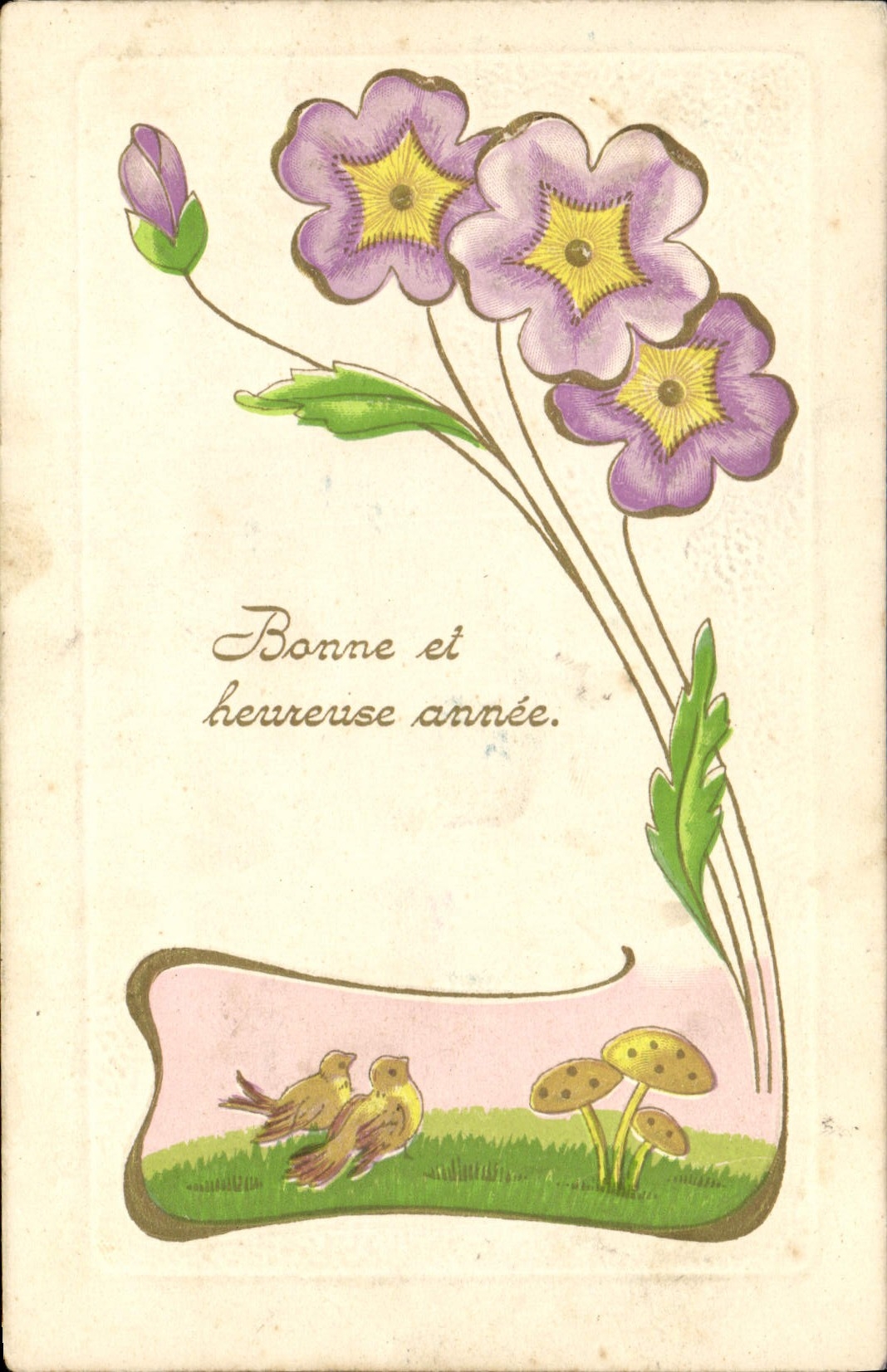 Vintage Postcard Fantasy Flowers Mushrooms
