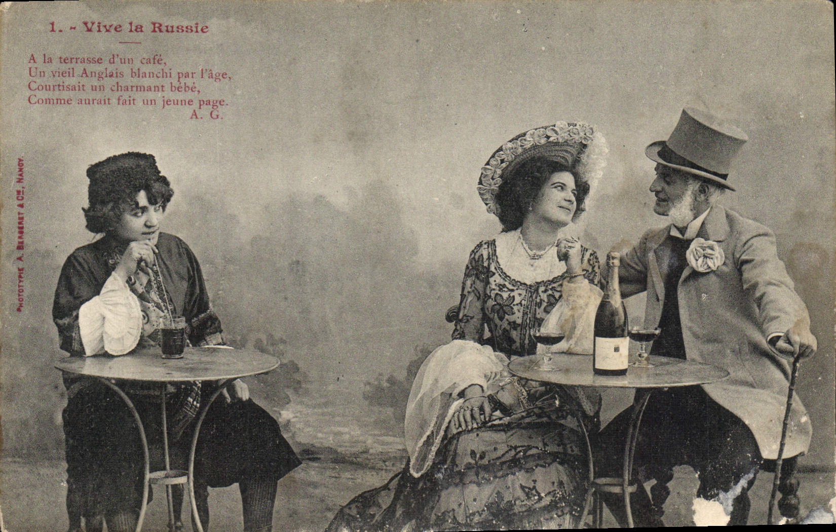 Vintage Postcard Fantaisie Woman Lives Russia Russia Champagne