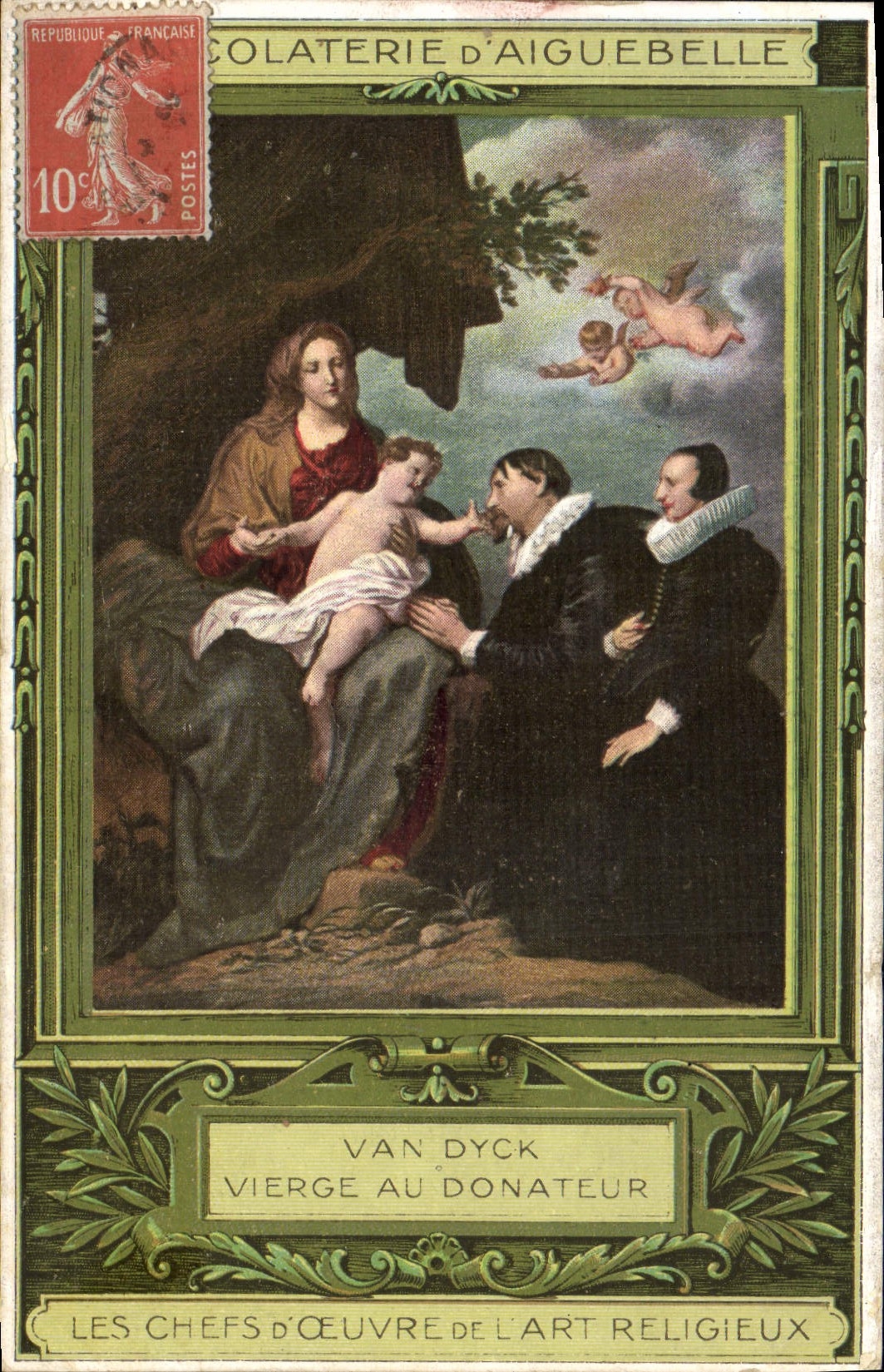 CPA Publicite Chocolaterie d'Aiguebelle Van Dyck Vierge au donateur