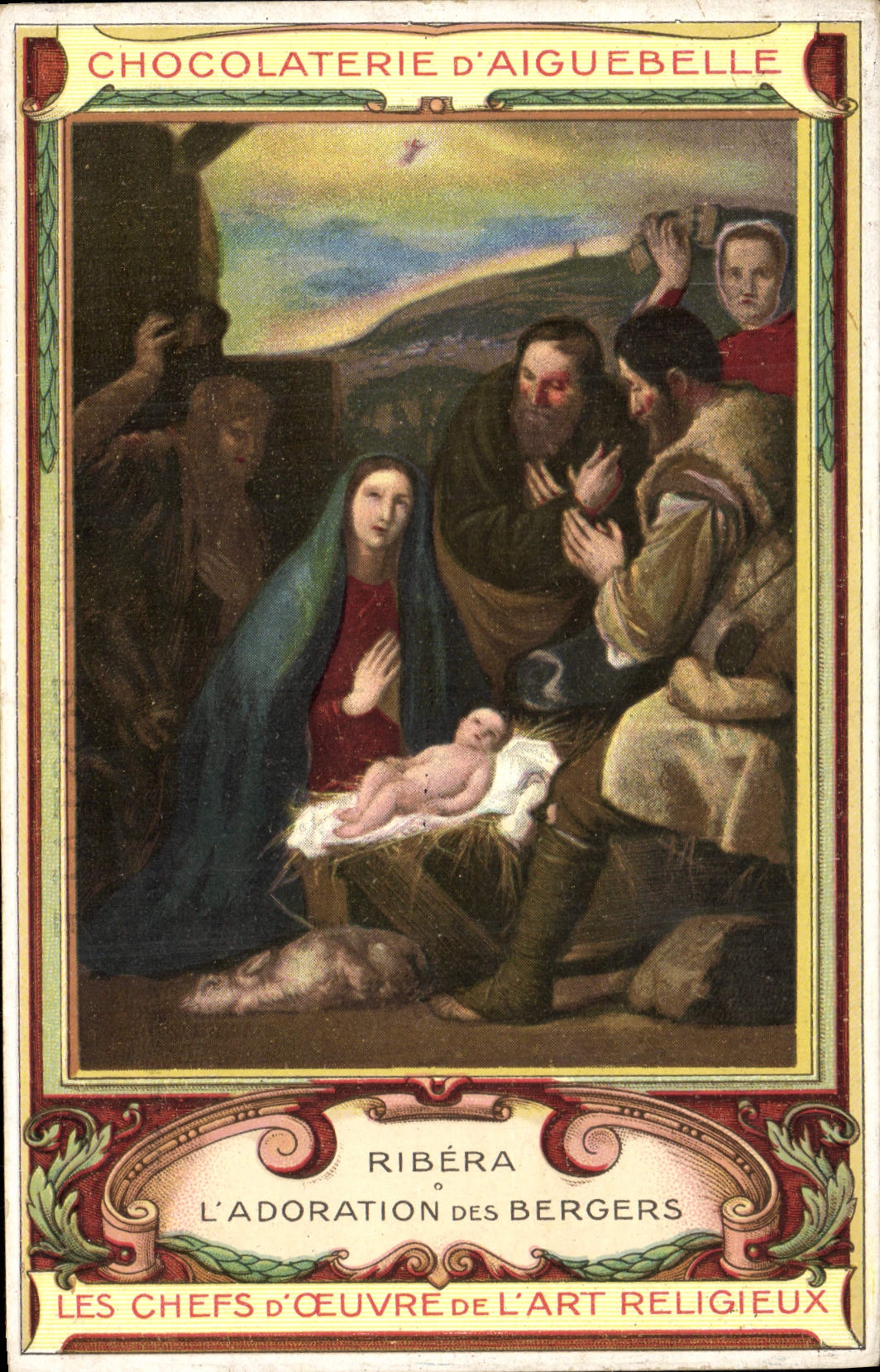 CPA Publicite Chocolaterie d'Aiguebelle Ribera L'adoration des Bergers