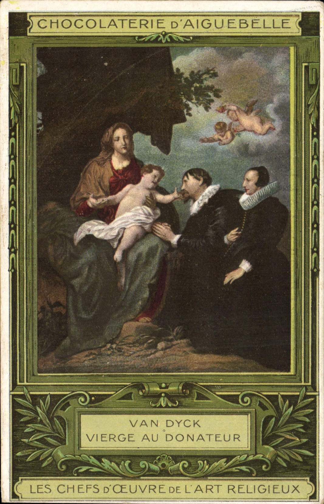 CPA Publicite Chocolaterie d'Aiguebelle Van Dyck Vierge au donateur