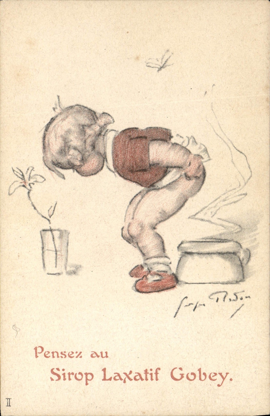 Vintage Postcard Publicity Child Laxative Syrup Gobey