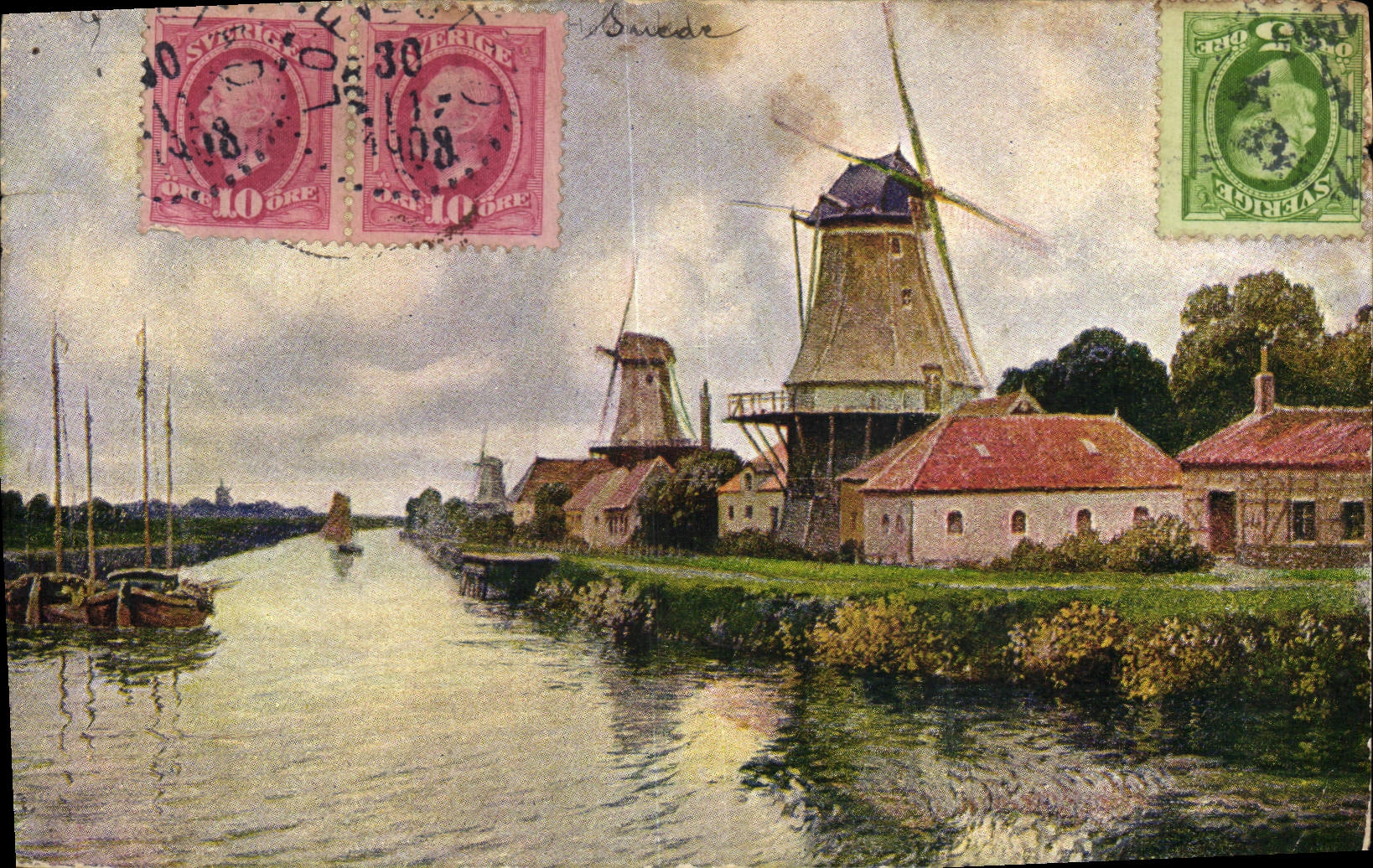 Vintage Postcard Publicite Chocolate factory of Aiguebelle Windmill