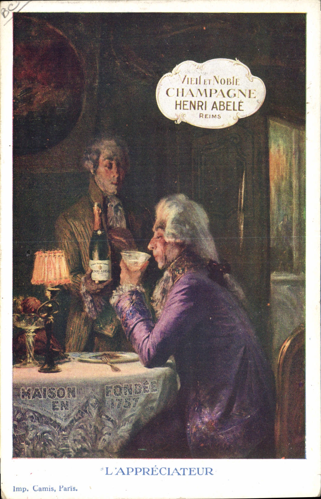 Vintage Postcard Publicity the valuer Champagne Henri Abele Rheims