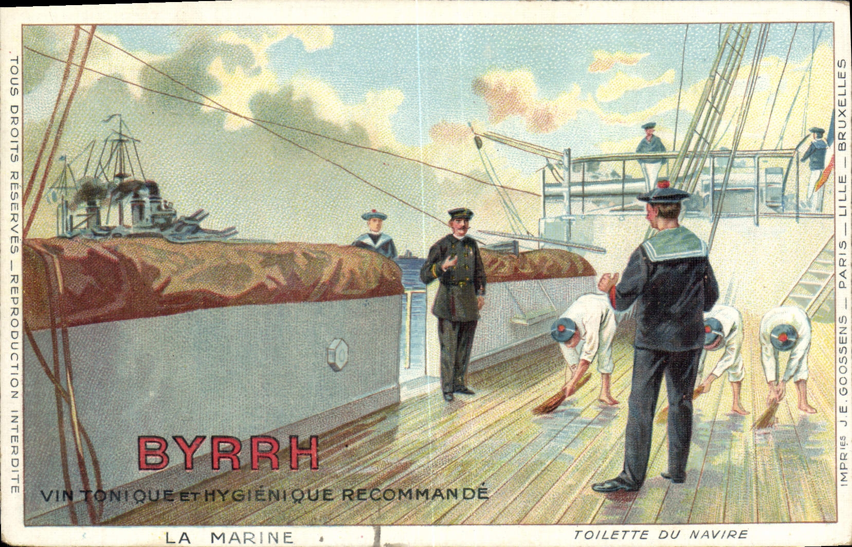 Vintage Postcard Publicity tonic Byrrh Wine the navy Toilet of the ship Boat