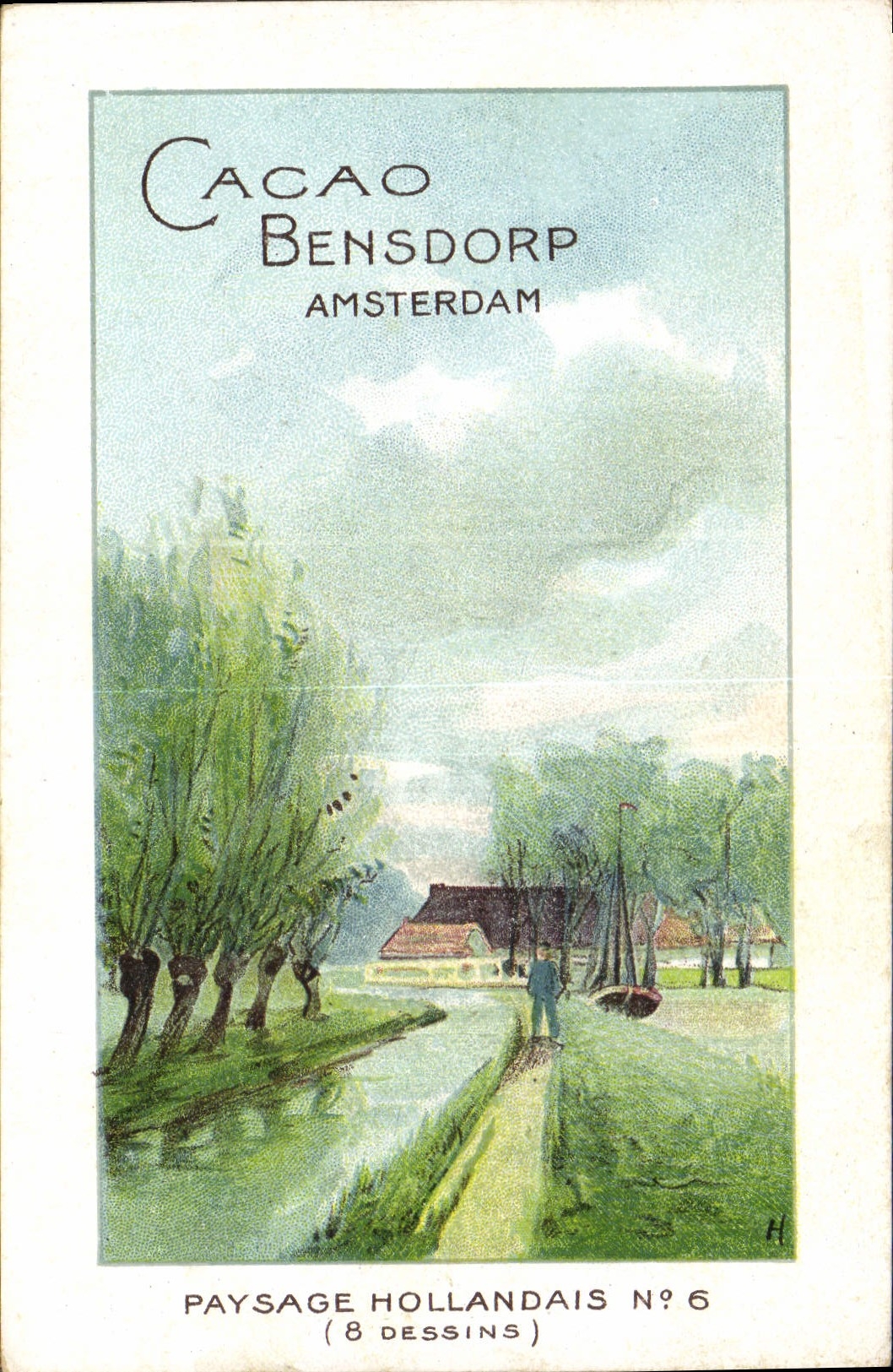 Vintage Postcard Publicity Cocoa Bensdorp Dutch Landscape