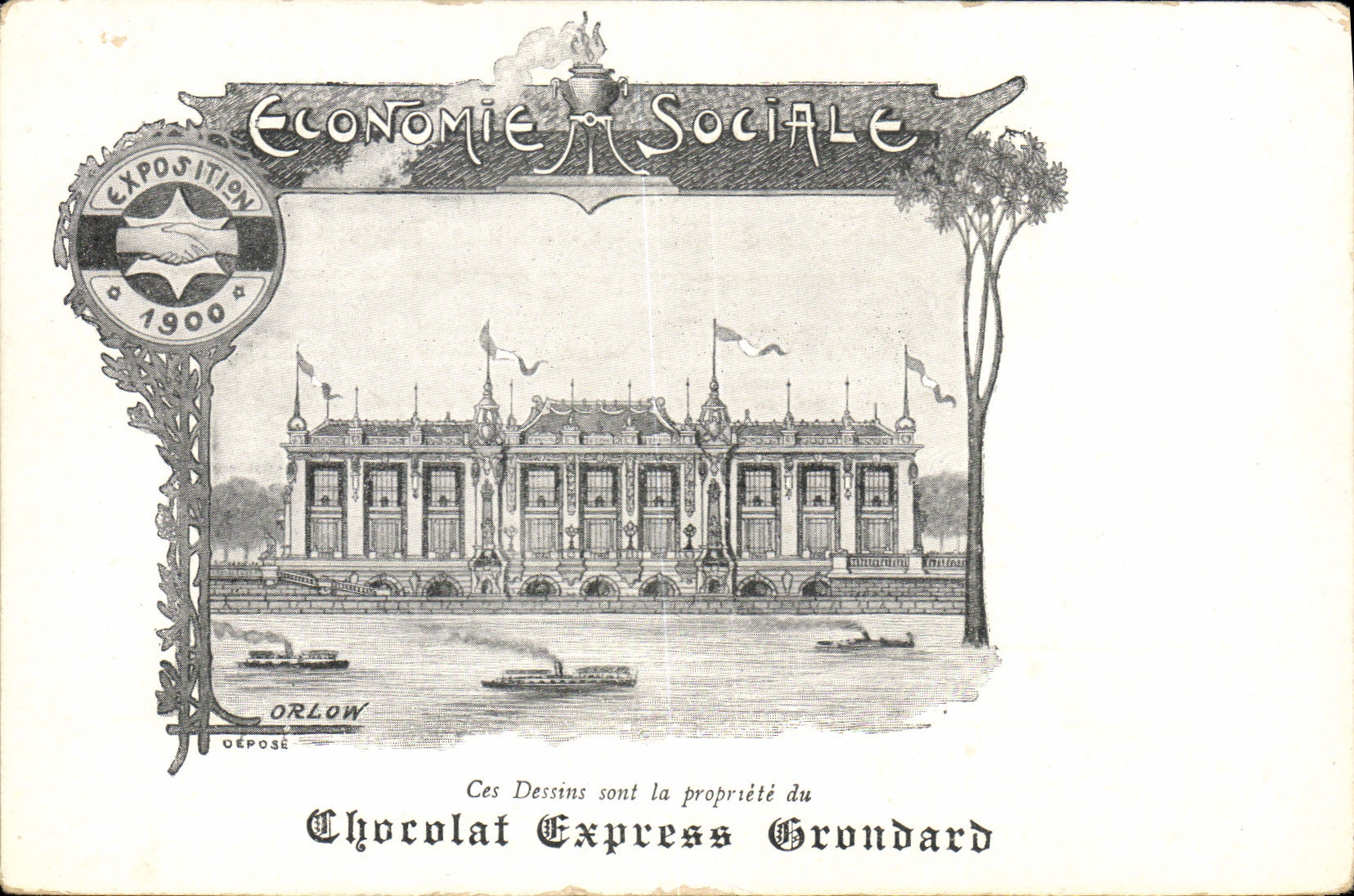 CPA Publicite Economie Sociale Chocolat Express Grondard Orlow Exposition 1900