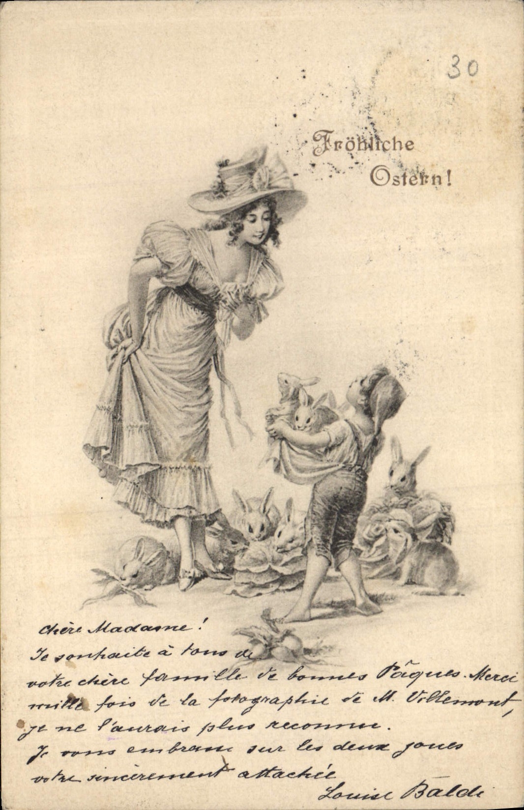 Vintage Postcard Fantasy Illustrator Child wife Rabbits Rabbit