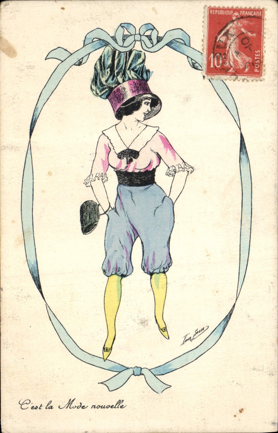 Vintage Postcard Fantaisie Illustrator Xavier Sager Femme It is the new fashion
