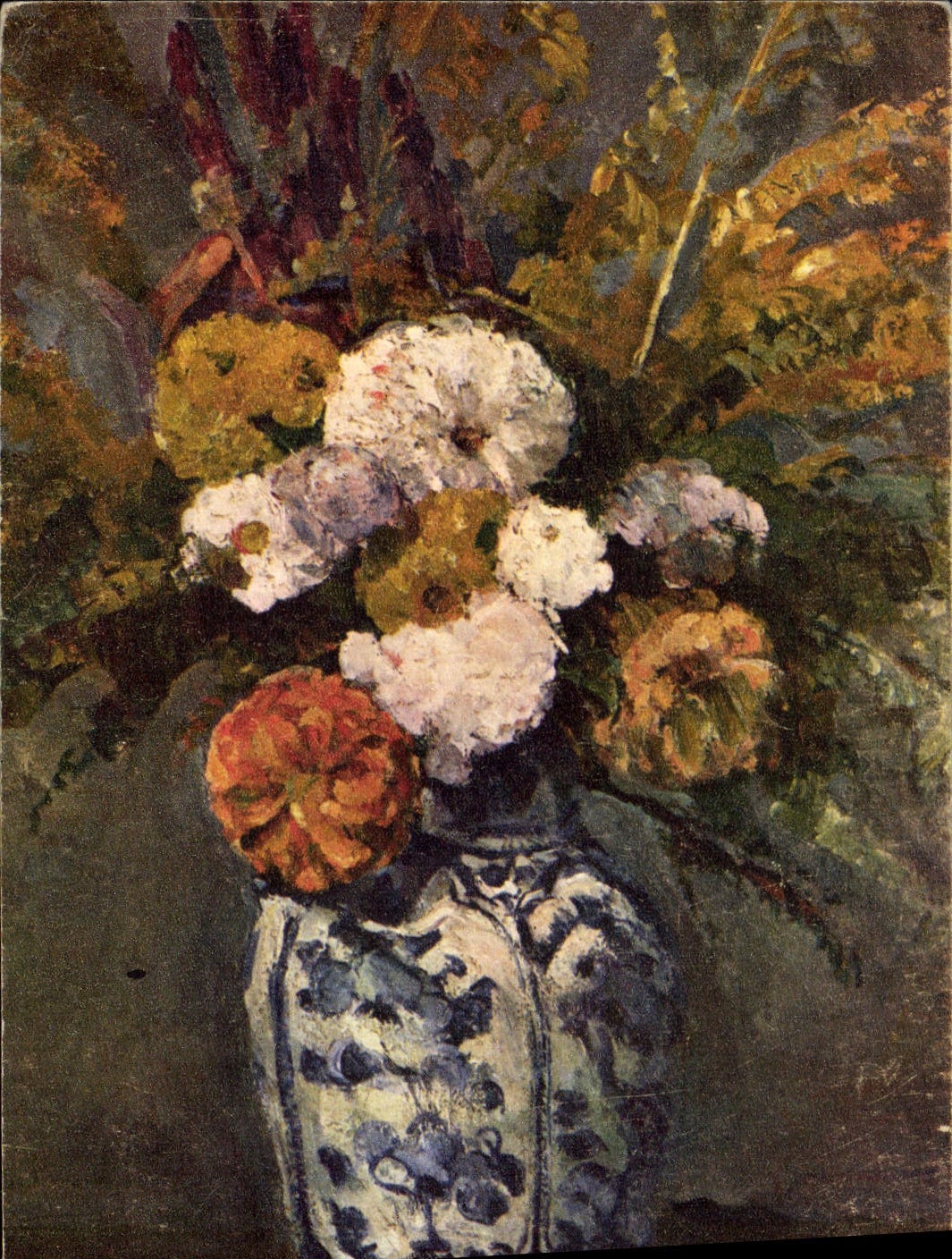 Vintage Postcard Fantasy Flowers Paul Cézanne Dahlias Museum of Louvre Paris