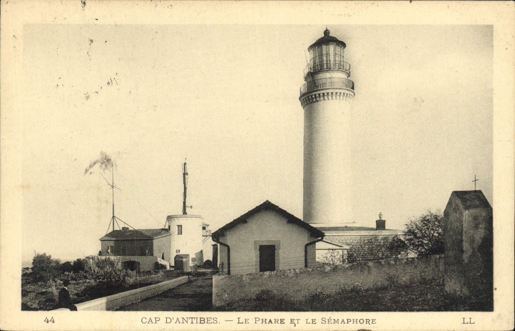 Vintage Postcard Headlight Cape d' Antibes the headlight and the semaphore