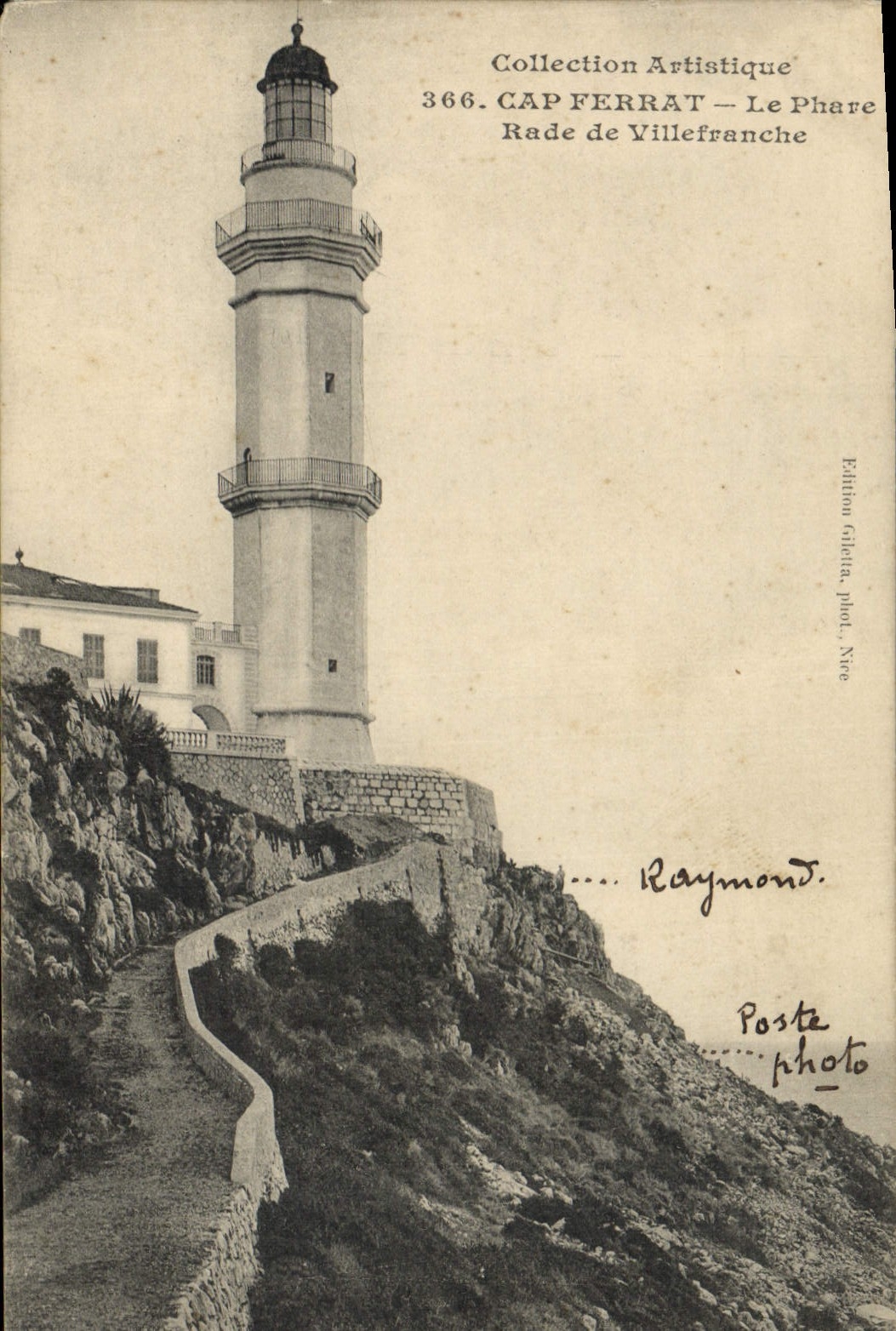 Vintage Postcard Phare Cape Ferrat the headlight Splits of Villefranche