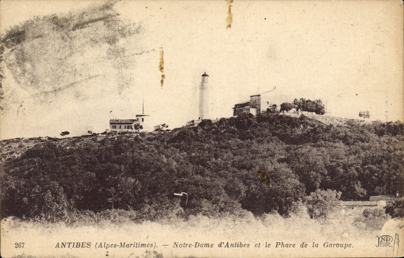 Vintage Postcard Headlight Antibes Notre Dame d' Antibes and the headlight of Garoupe
