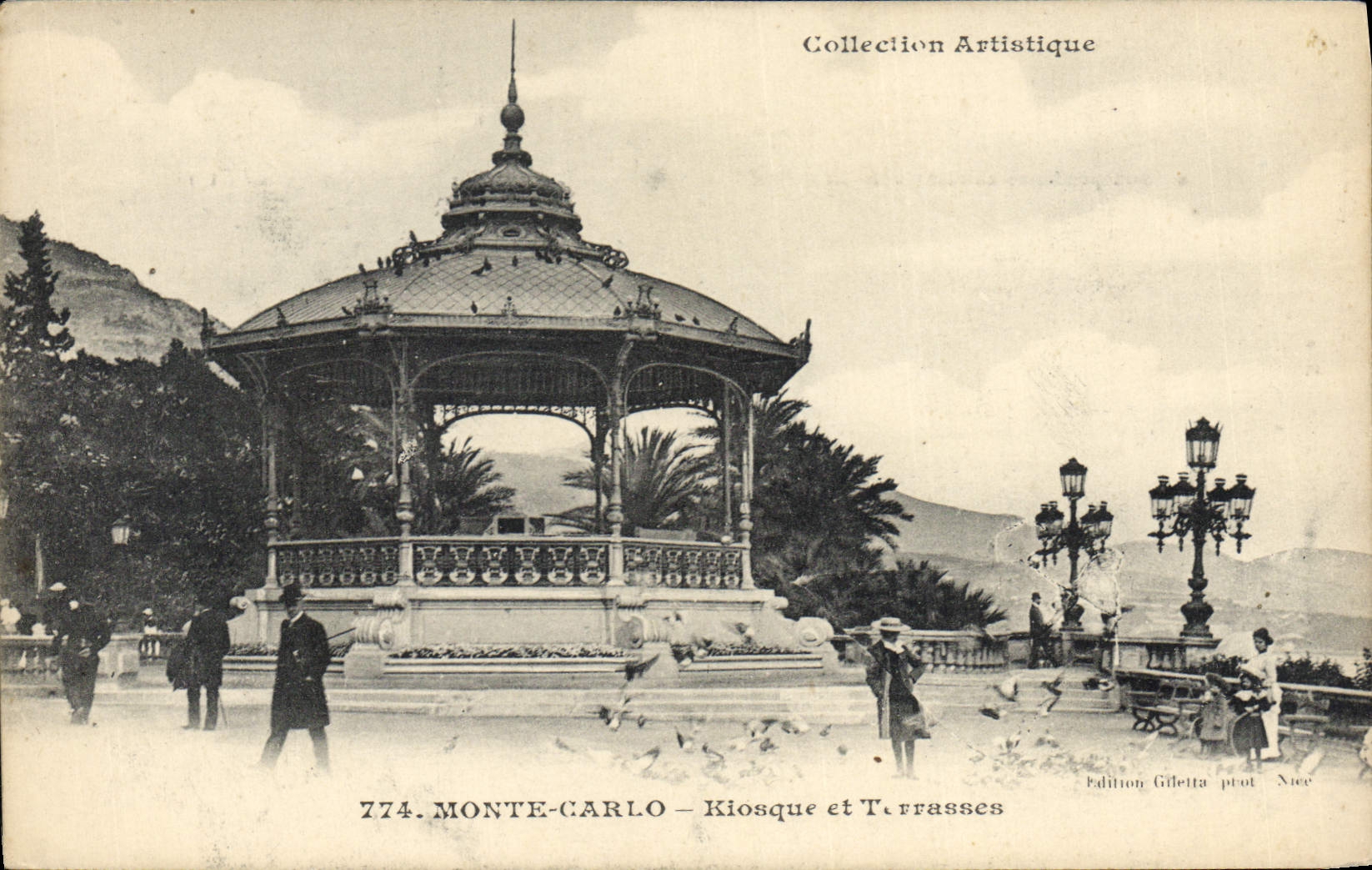 Vintage Postcard Monaco Kiosk and terraces