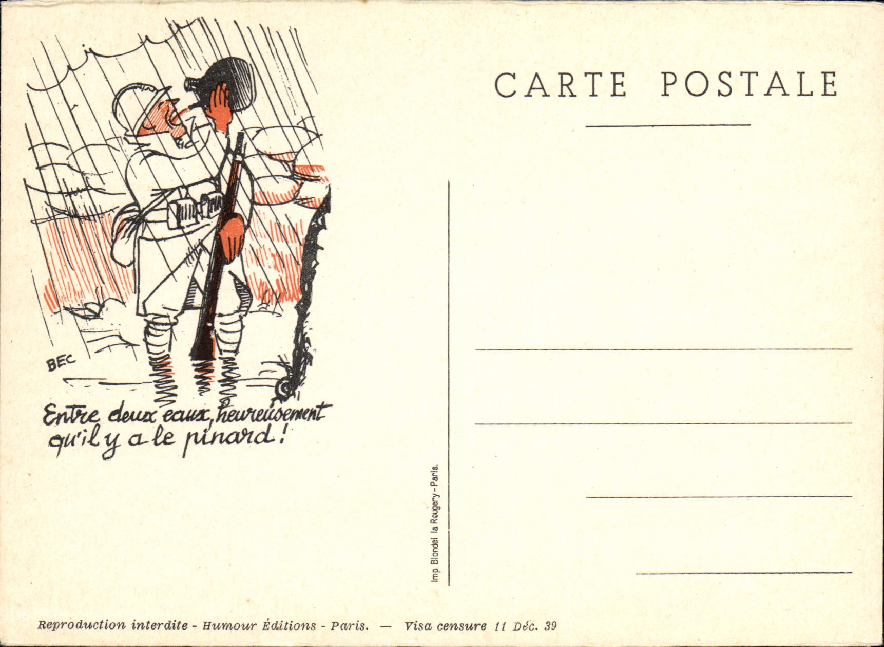 Modern Postcard Militaria Between two water Plonk