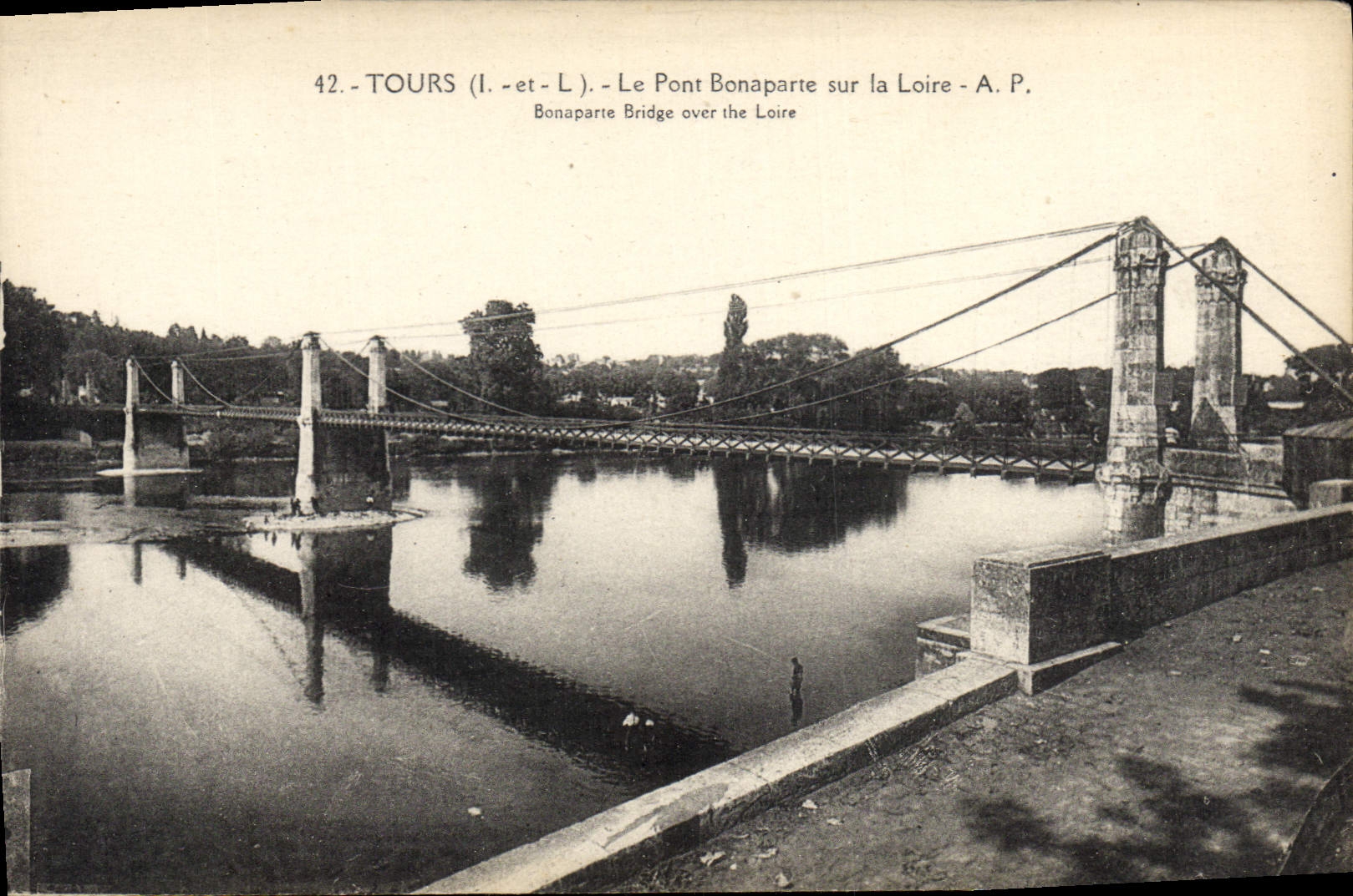 Vintage Postcard Bridge Bonaparte on the Loire Towers