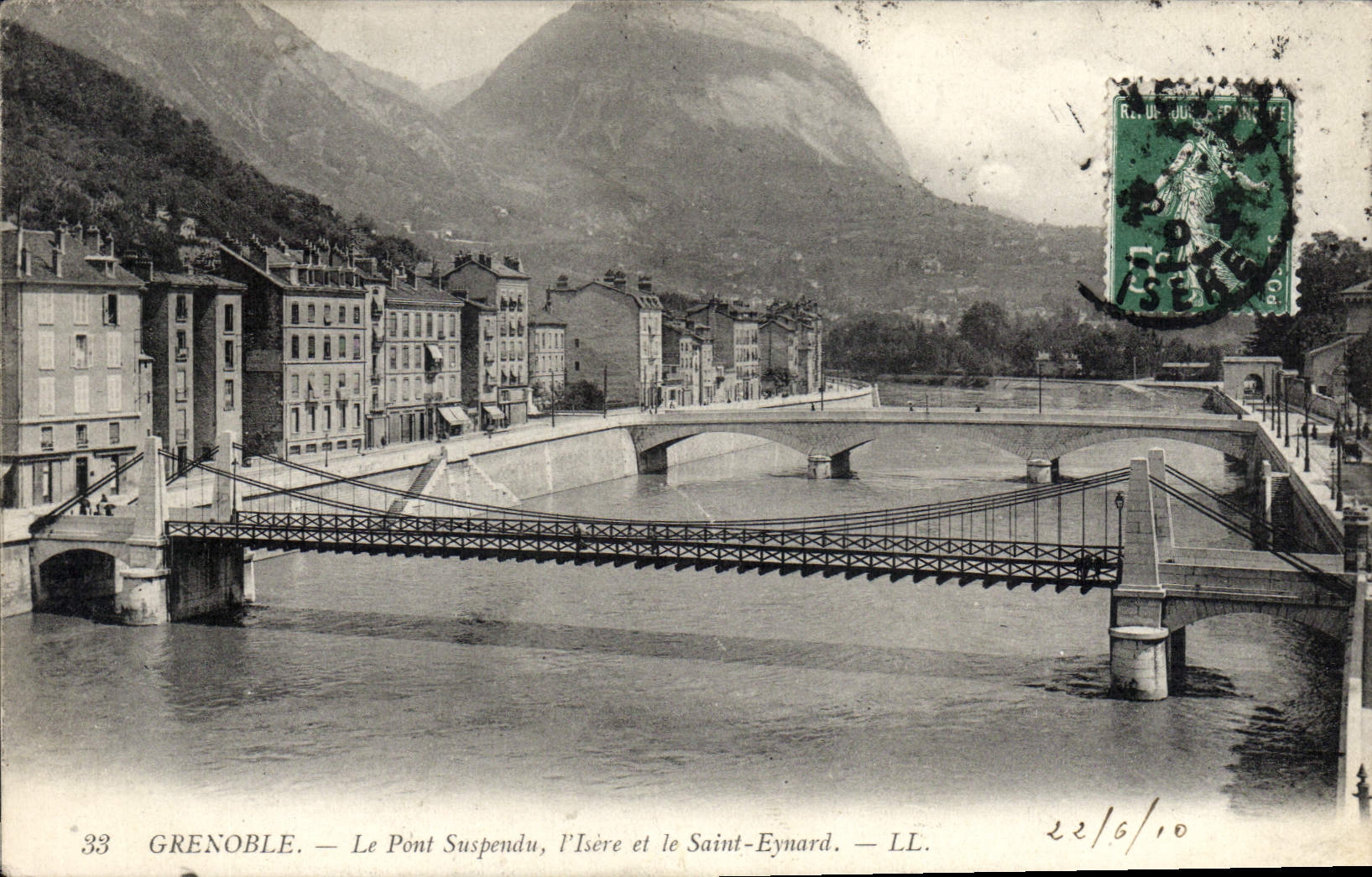 CPA Pont suspendu l'Isere et le Saint Eynard Grenoble