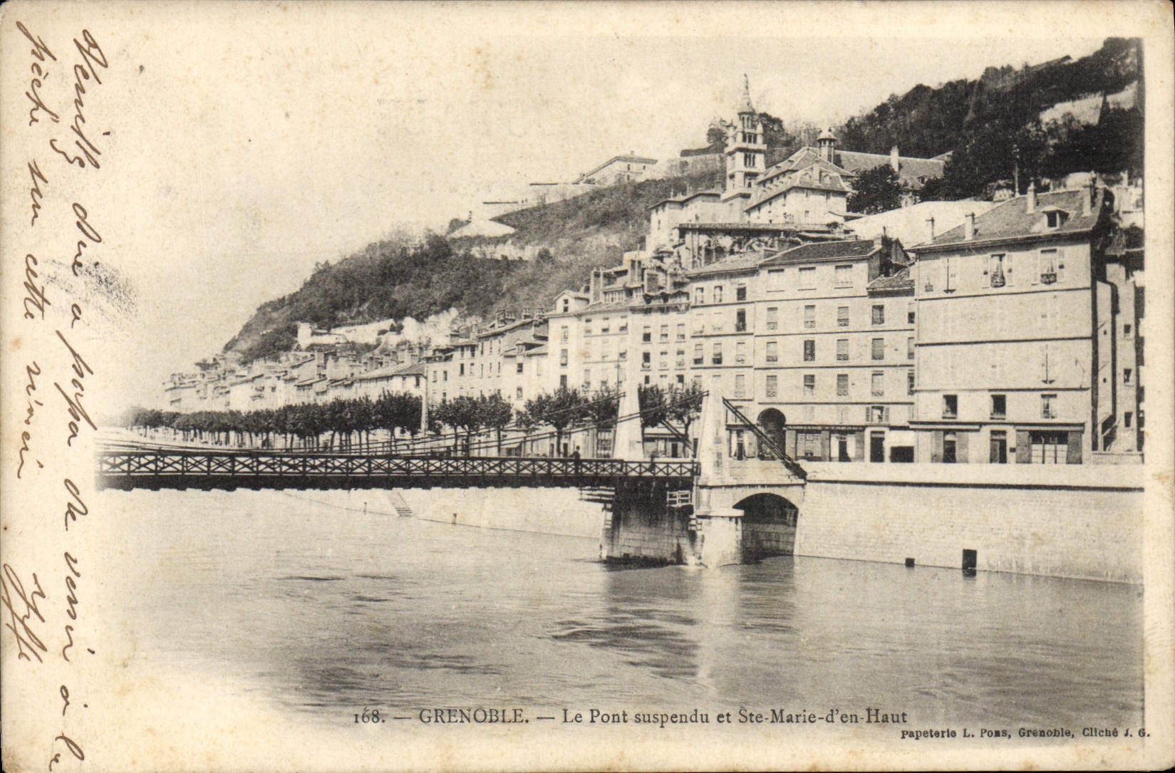 Vintage Postcard Suspended bridge and co. Marie Into High Grenoble