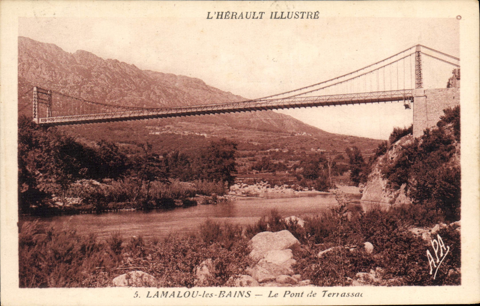 Vintage Postcard Bridge of Terrassac Lamalou Baths