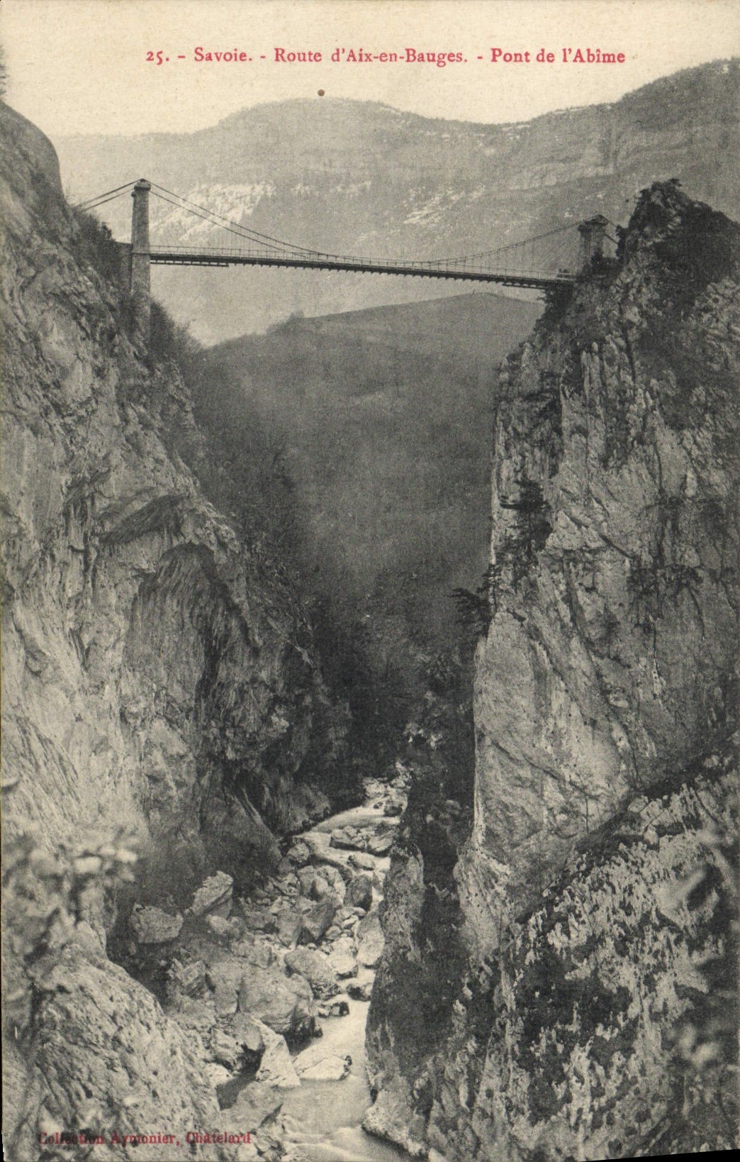 Vintage Postcard Bridge of the Abyss Road of Aix in Savoy Wallows