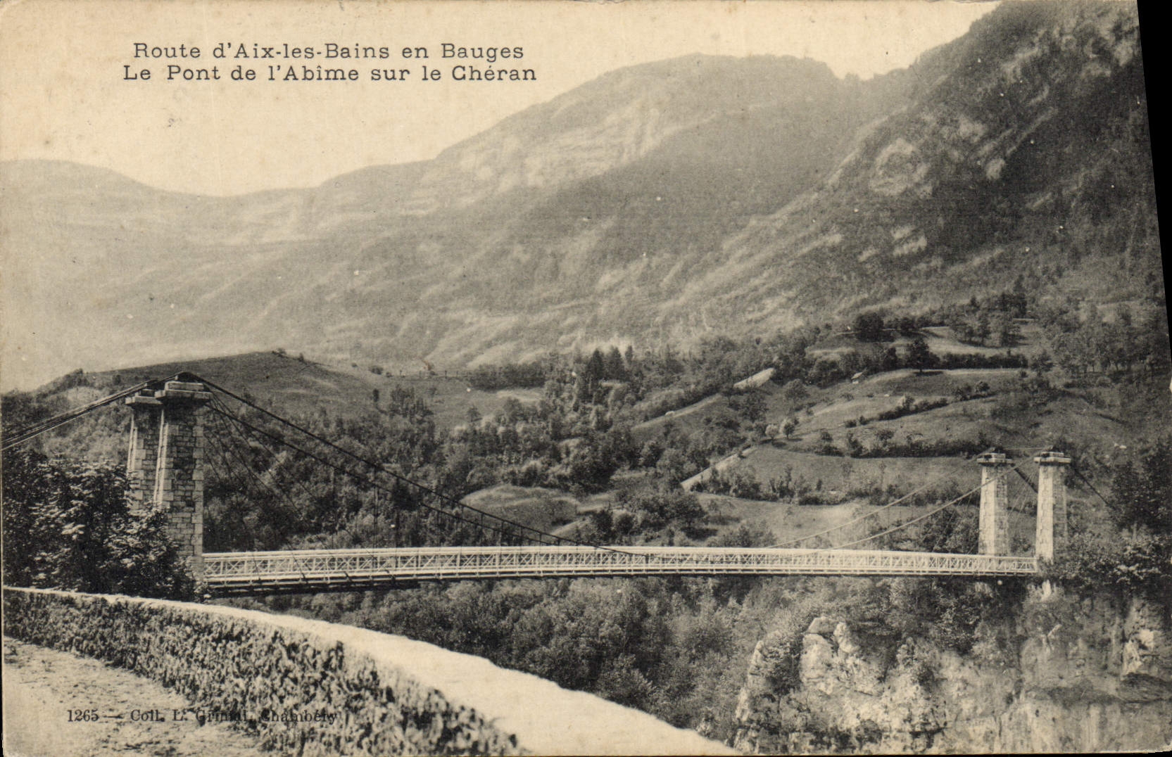 Vintage Postcard Bridge of the Abyss on Cheran Route of Aix Baths in Wallow