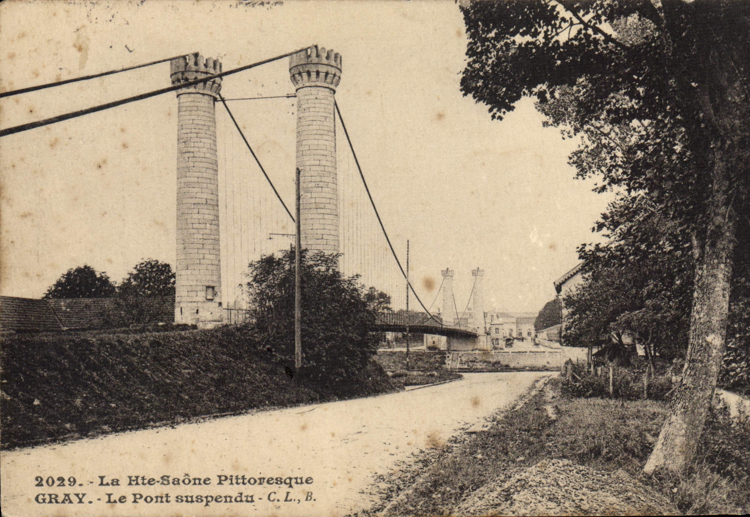 Vintage Postcard Gray Suspended bridge