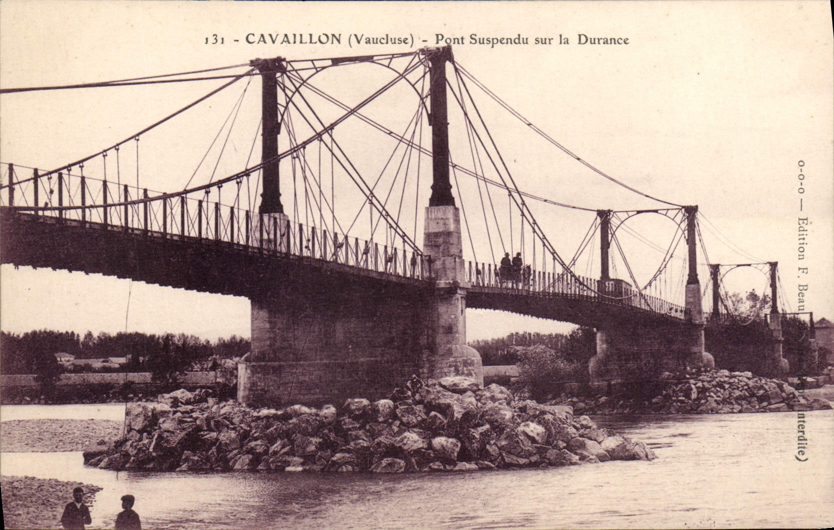 CPA Pont suspendu sur la Durance Cavaillon Vaucluse