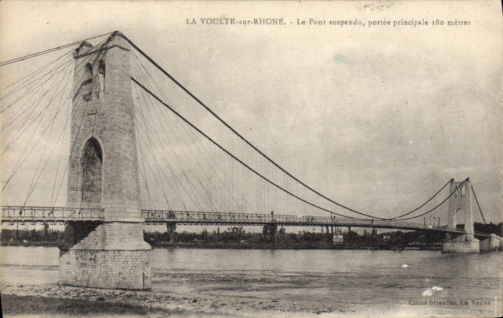 Postal Puente suspendido se referida principal 180 mediciones el Voulte a Ródano