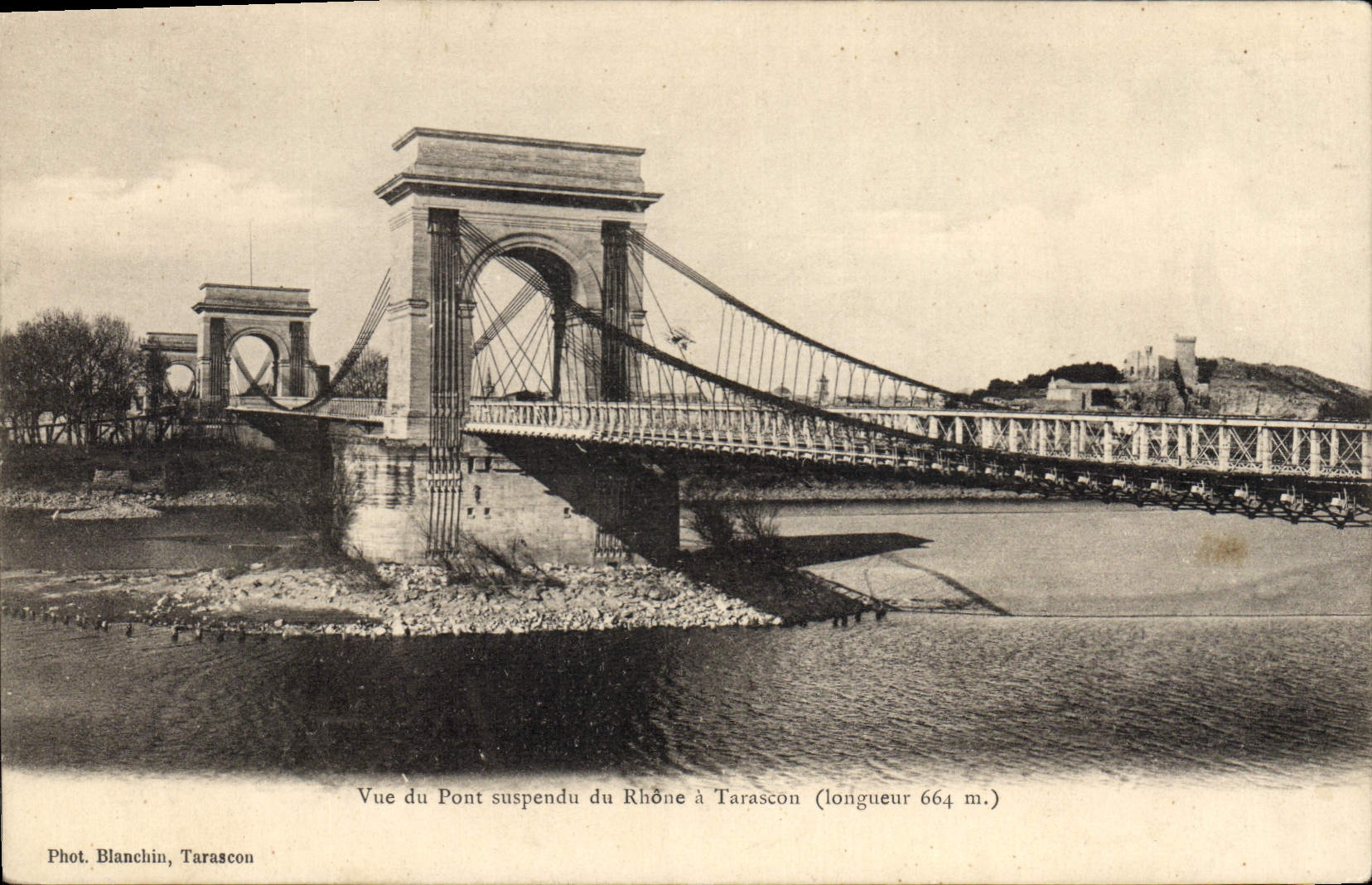 Vintage Postcard Vue of the Suspended bridge of the Rhone has Tarascon