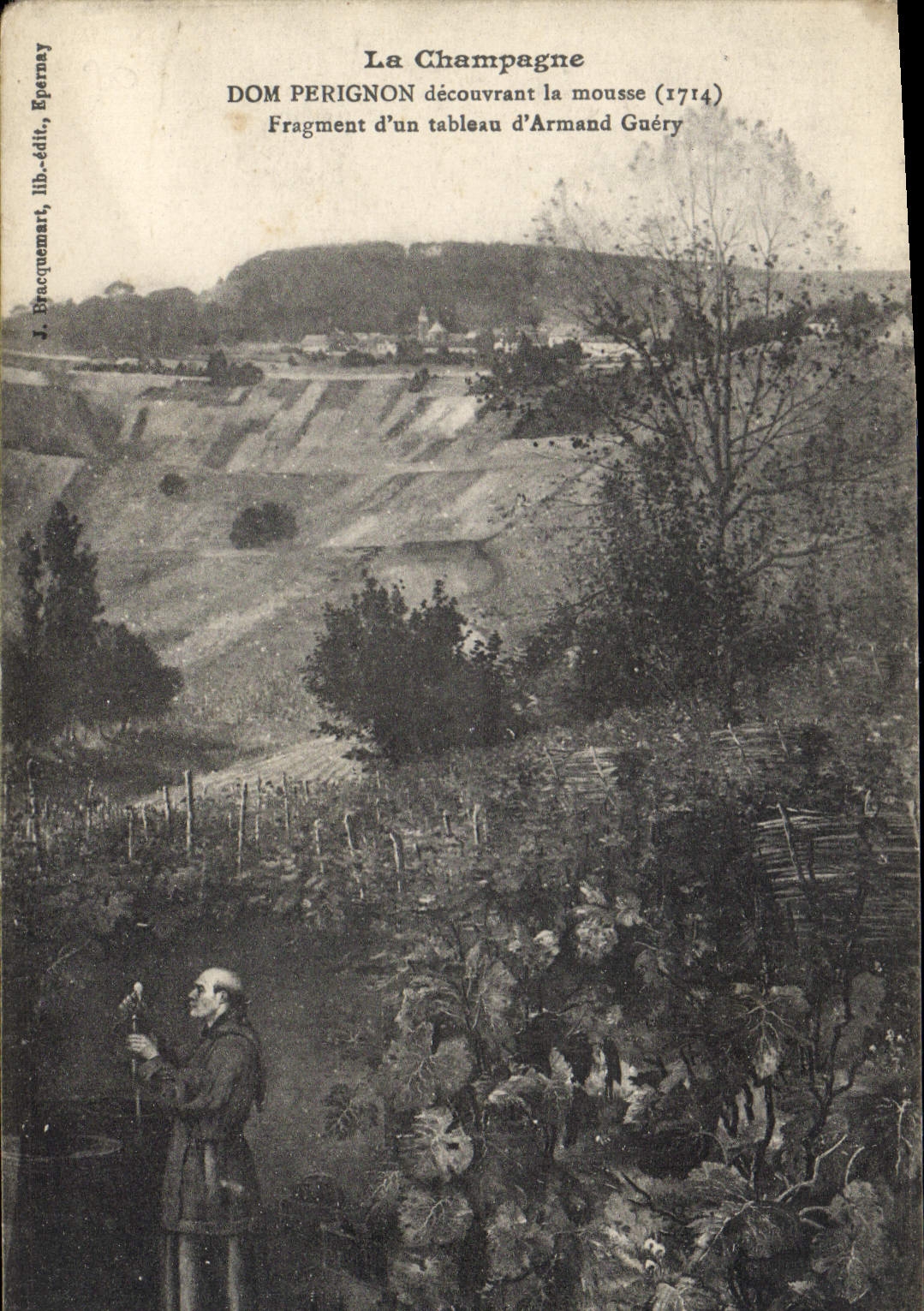 CPA Folklore Vin Vendanges Champagne Dom Perignon decouvrant la mousse Fragment d'un tableau d'Armand Guery