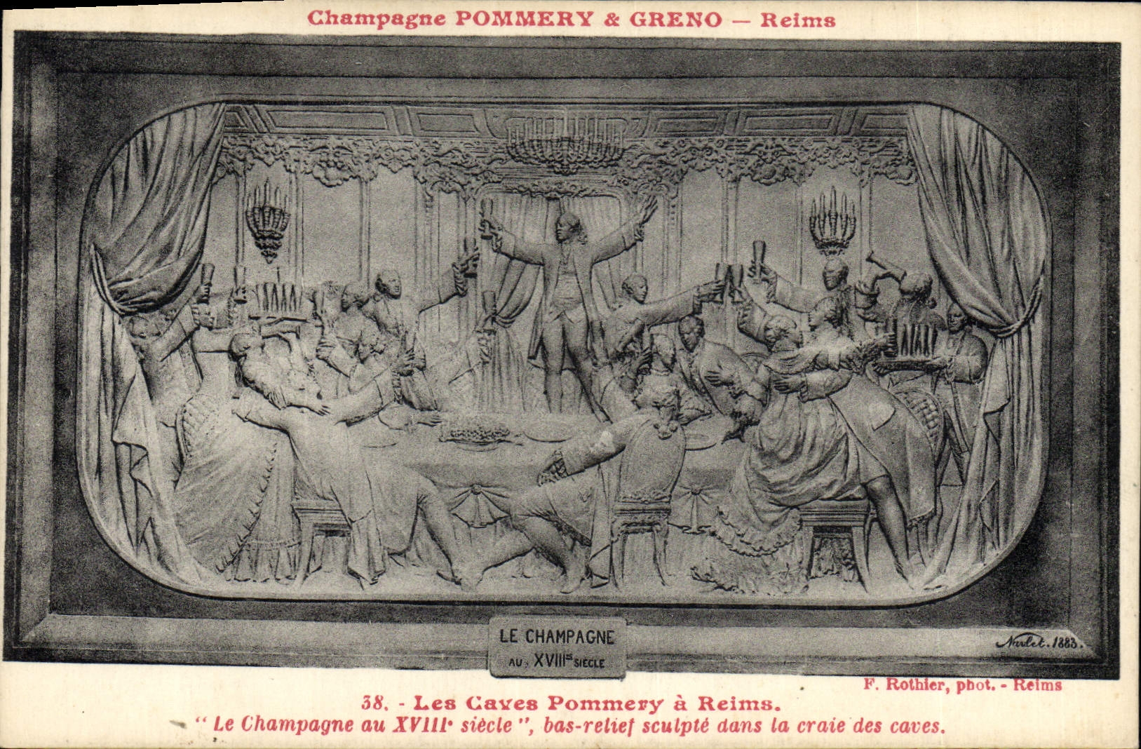 CPA Folklore Vin Vendanges Champagne Pommery & Greno Reims Les caves Pommery Bas relief 