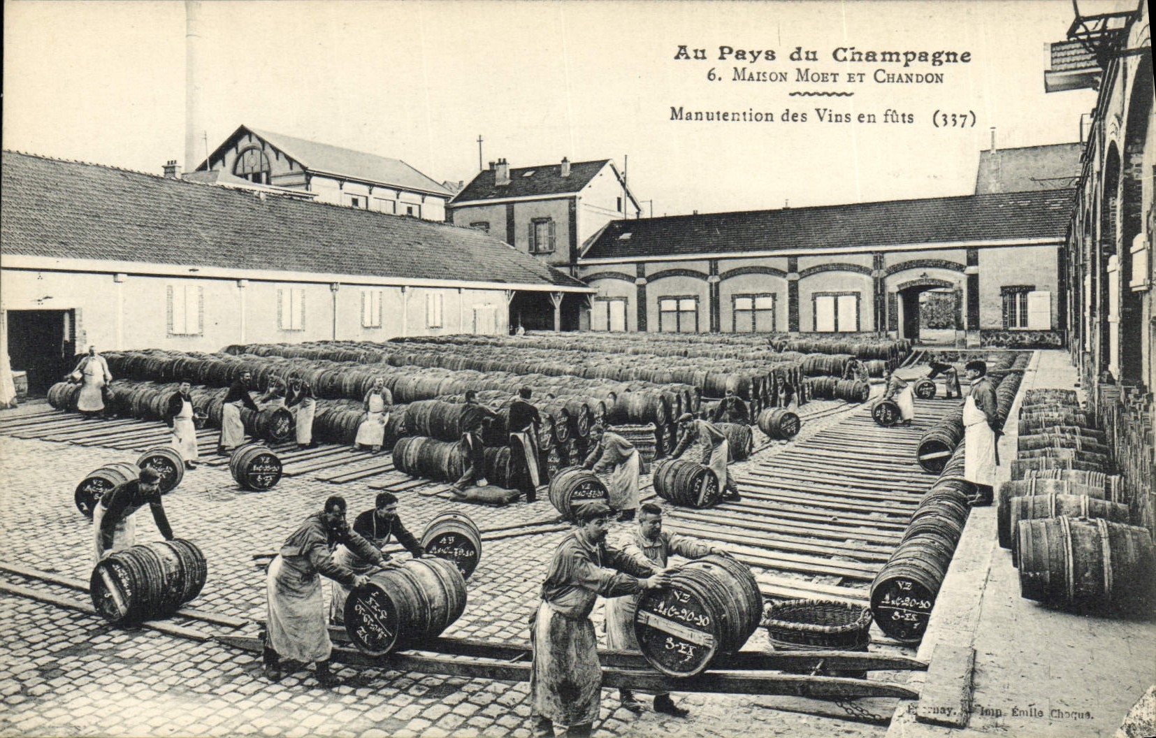 Vintage Postcard Folklore Wine Grape harvest Champagne Moet & Chandon Handling DS wines out of barrels