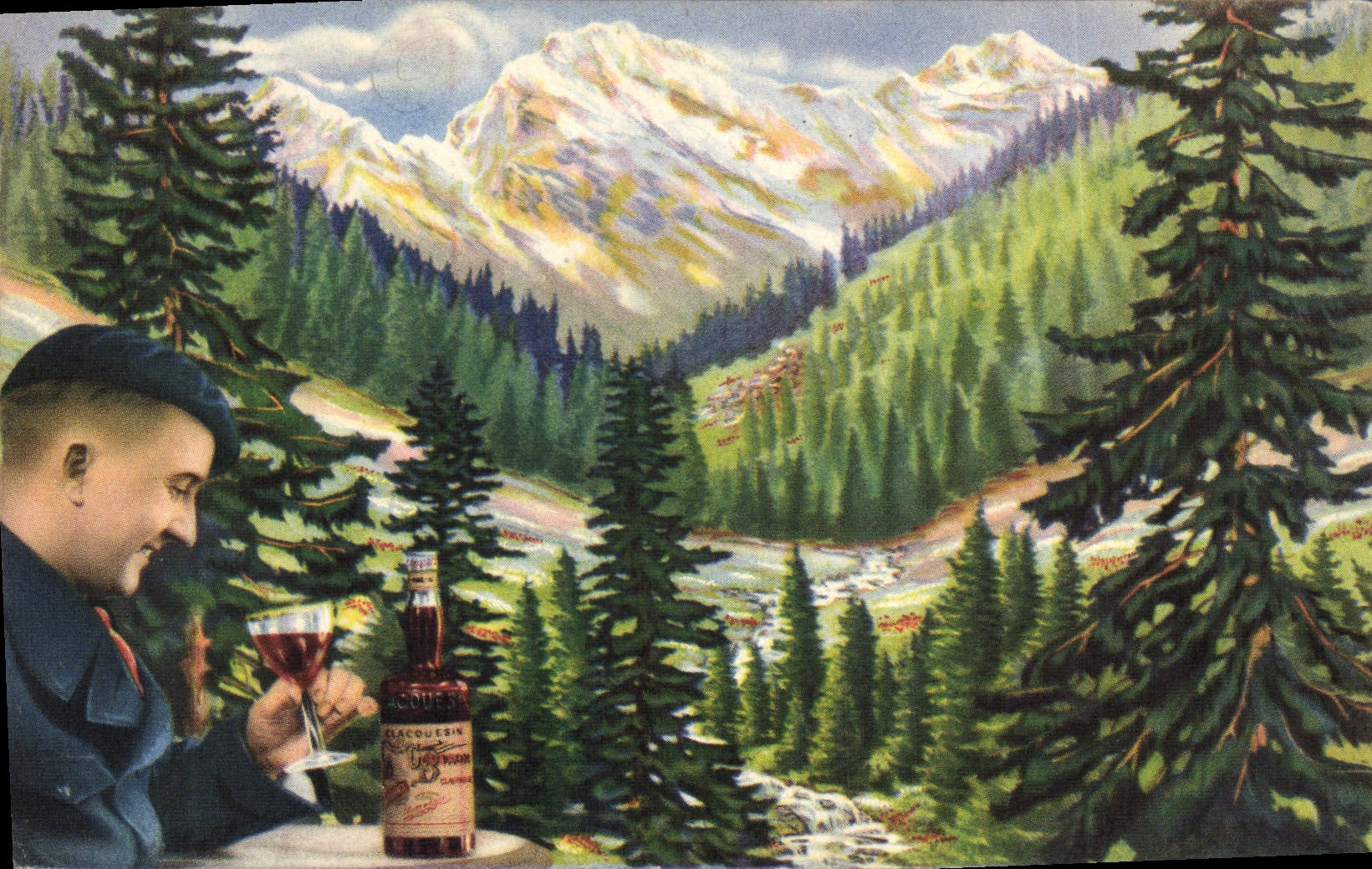 Vintage Postcard Publicity Clacquesin Aperitif