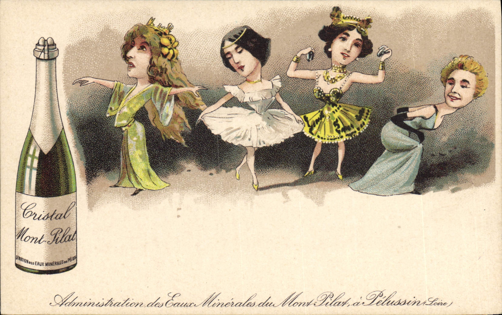 Vintage Postcard Publicity Crystal Mount Pilat Mineral Water Pelussin the Loire