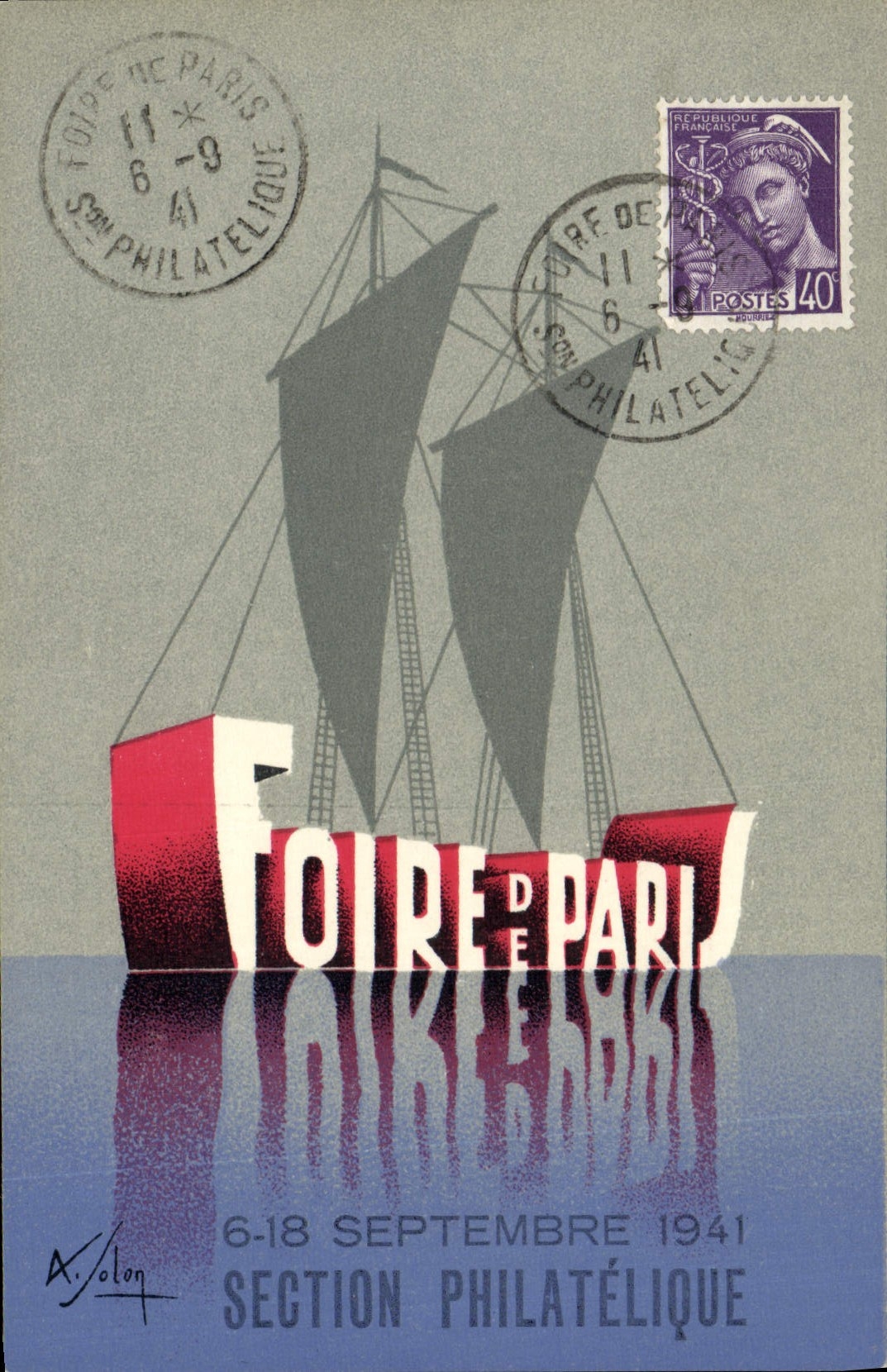 CPA Publicite Foire de Paris Septembre 1941 Section Philatelique