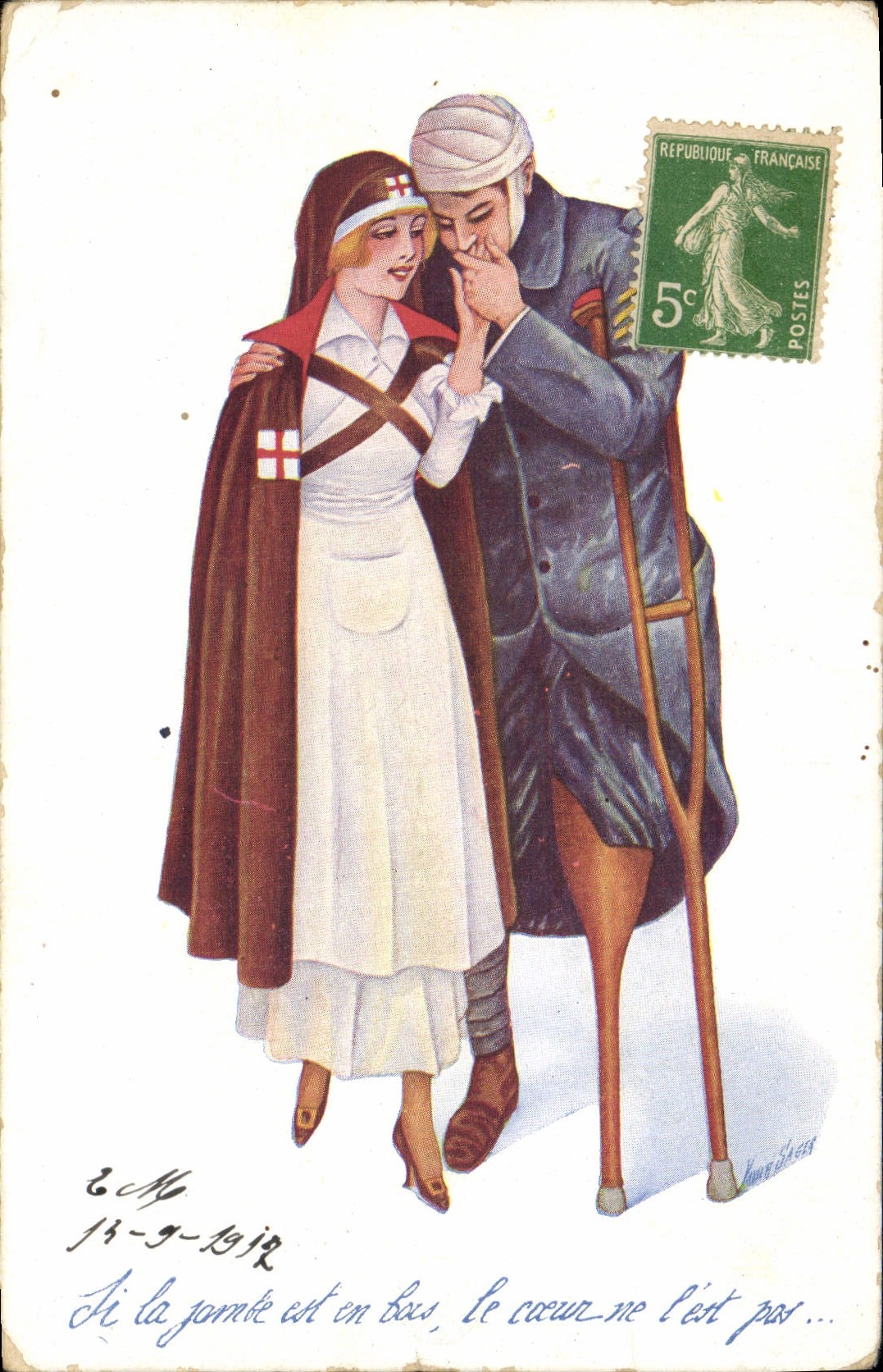 Vintage Postcard Fantasy Illustrator Woman Nurse Militaria Red Cross