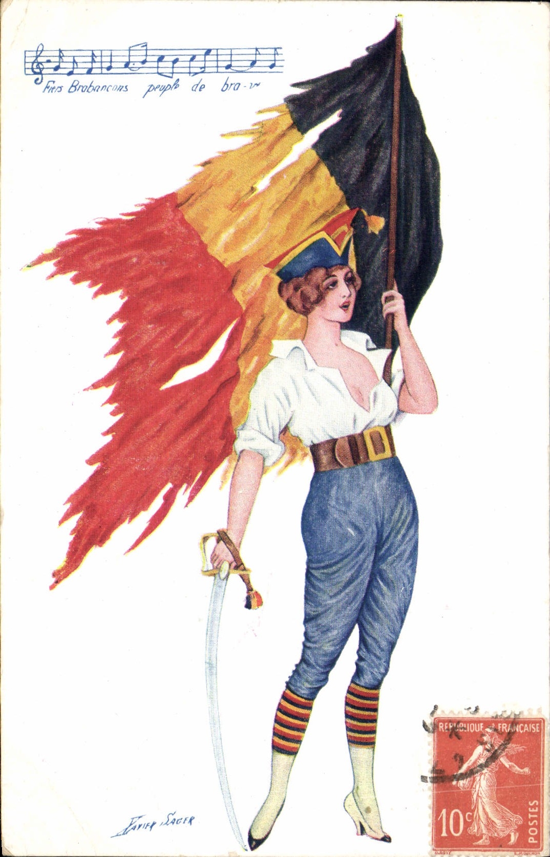 Vintage Postcard Fantasy Illustrator Belgium Woman